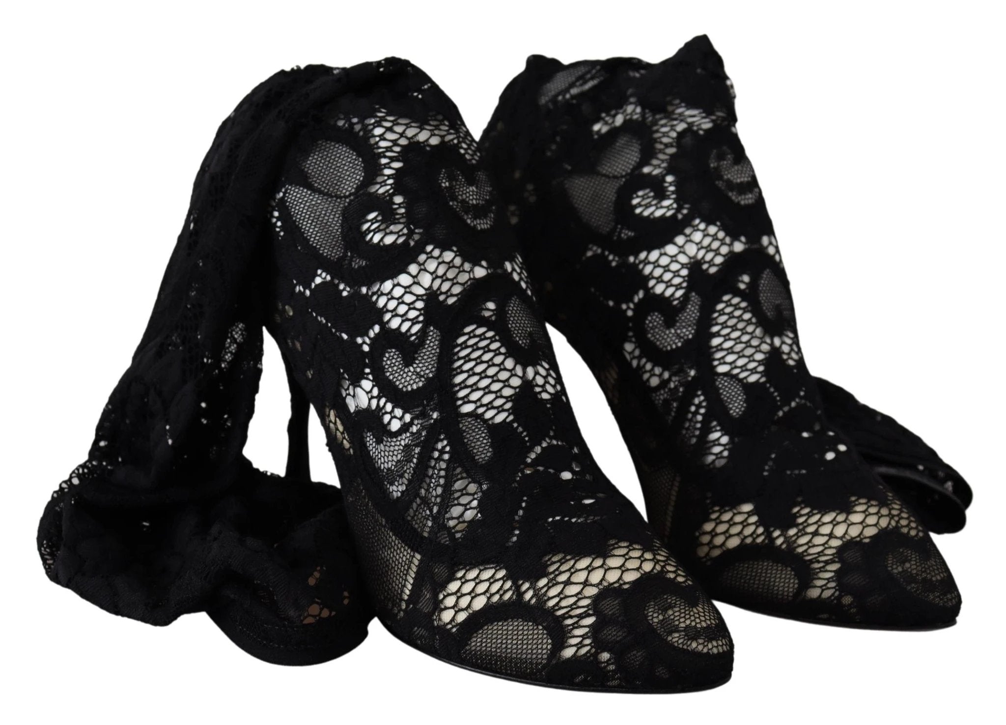 Dolce & Gabbana Black Taormina Lace Socks Boots Shoes Pumps by Dolce & Gabbana