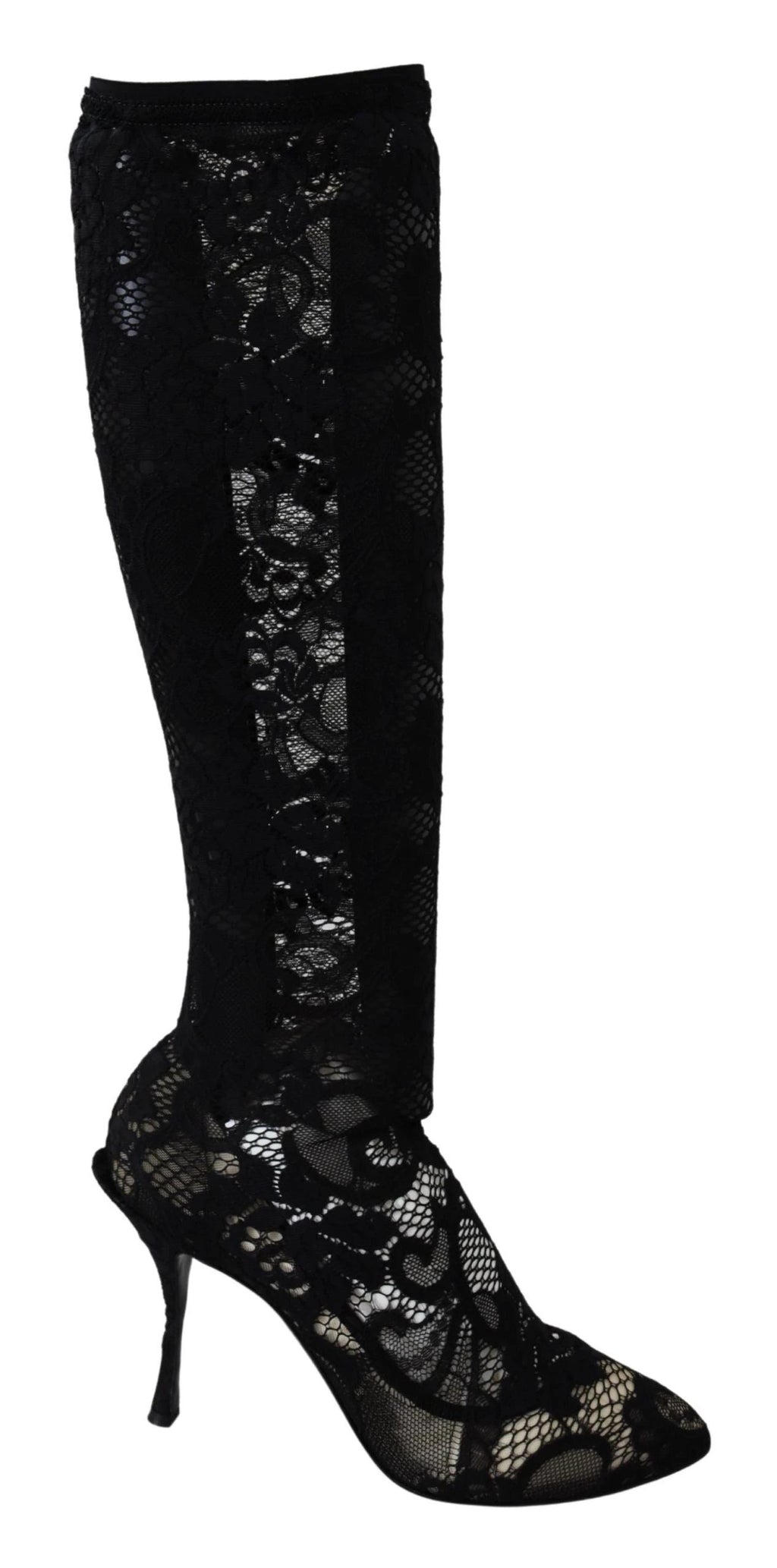 Dolce & Gabbana Black Taormina Lace Socks Boots Shoes Pumps by Dolce & Gabbana