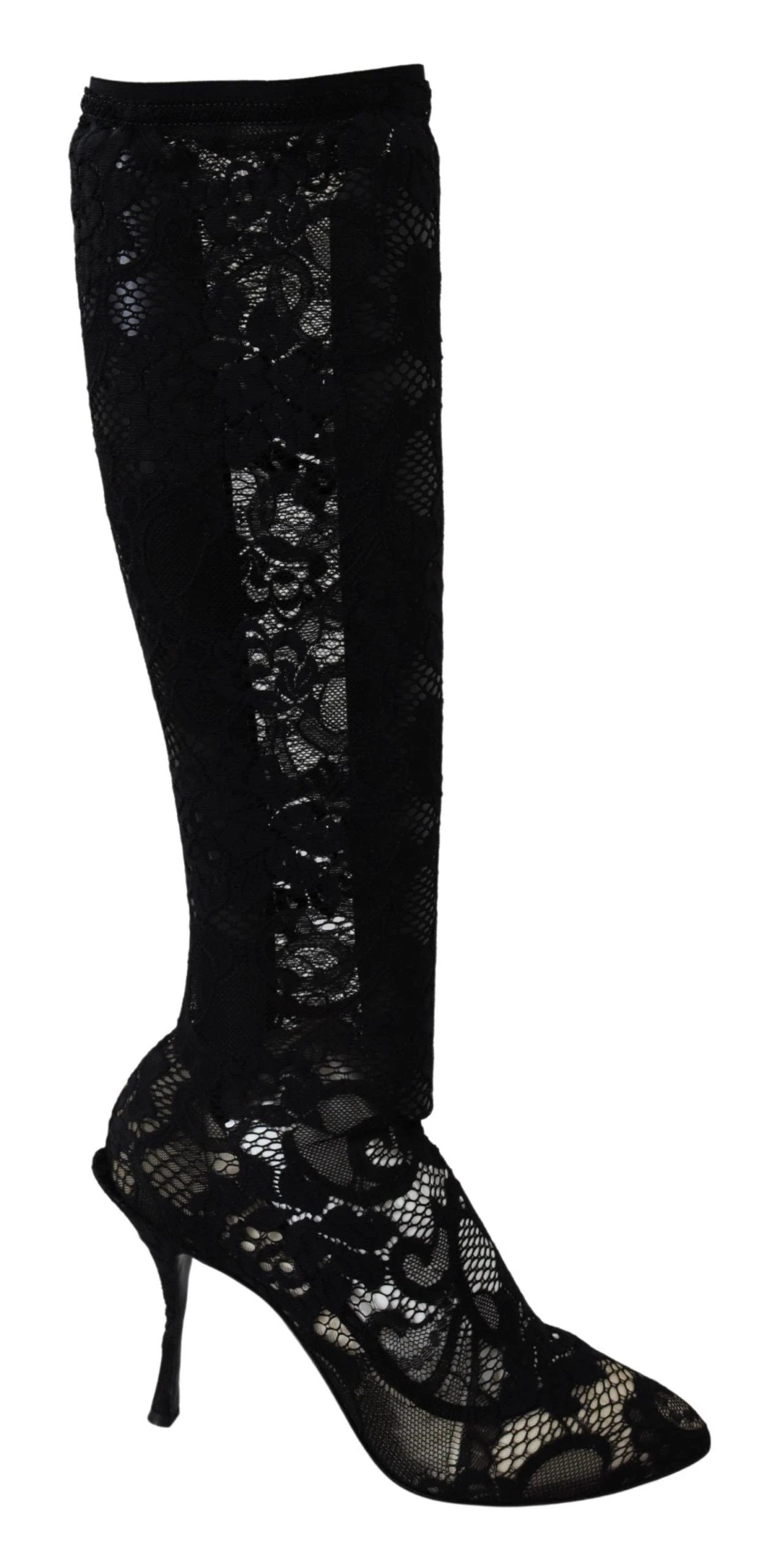 Dolce & Gabbana Black Taormina Lace Socks Boots Shoes Pumps by Dolce & Gabbana