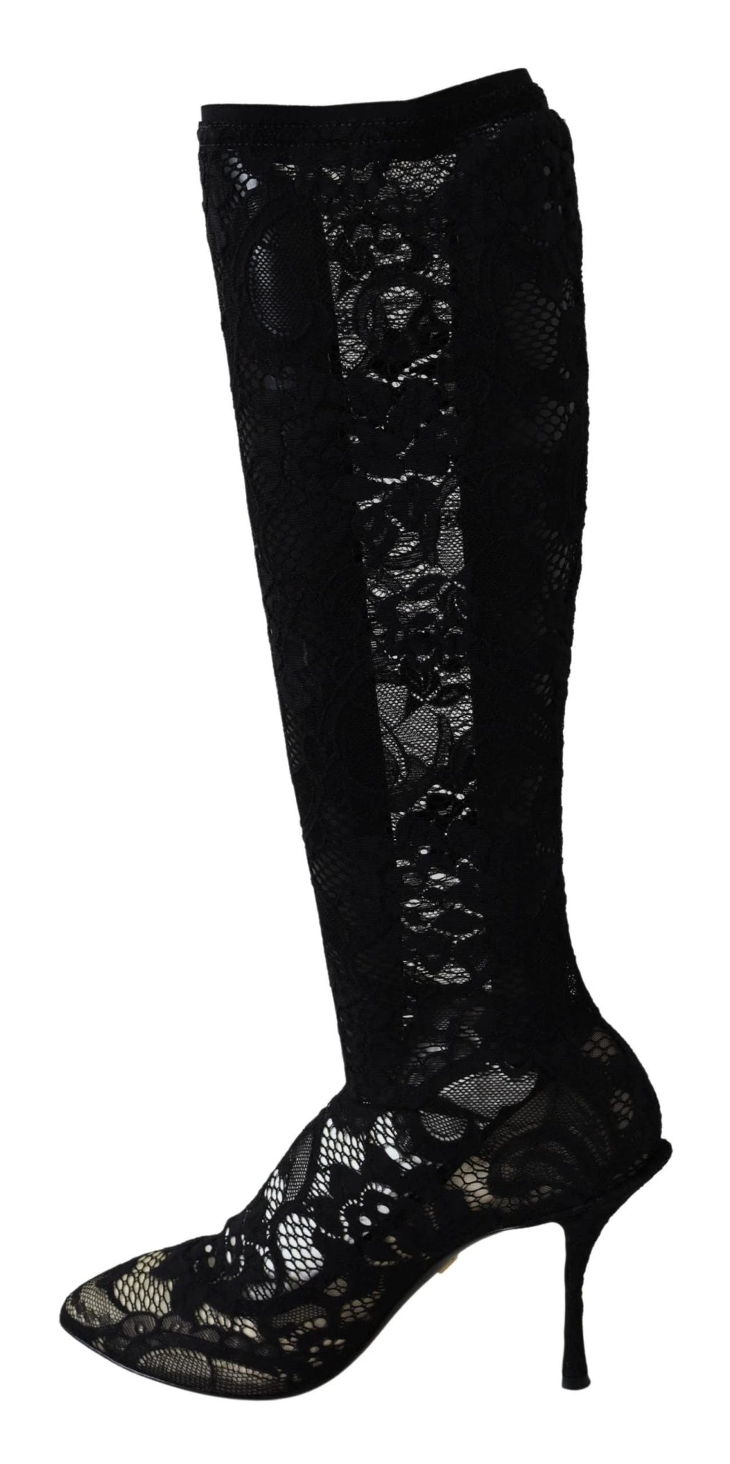 Dolce & Gabbana Black Taormina Lace Socks Boots Shoes Pumps by Dolce & Gabbana