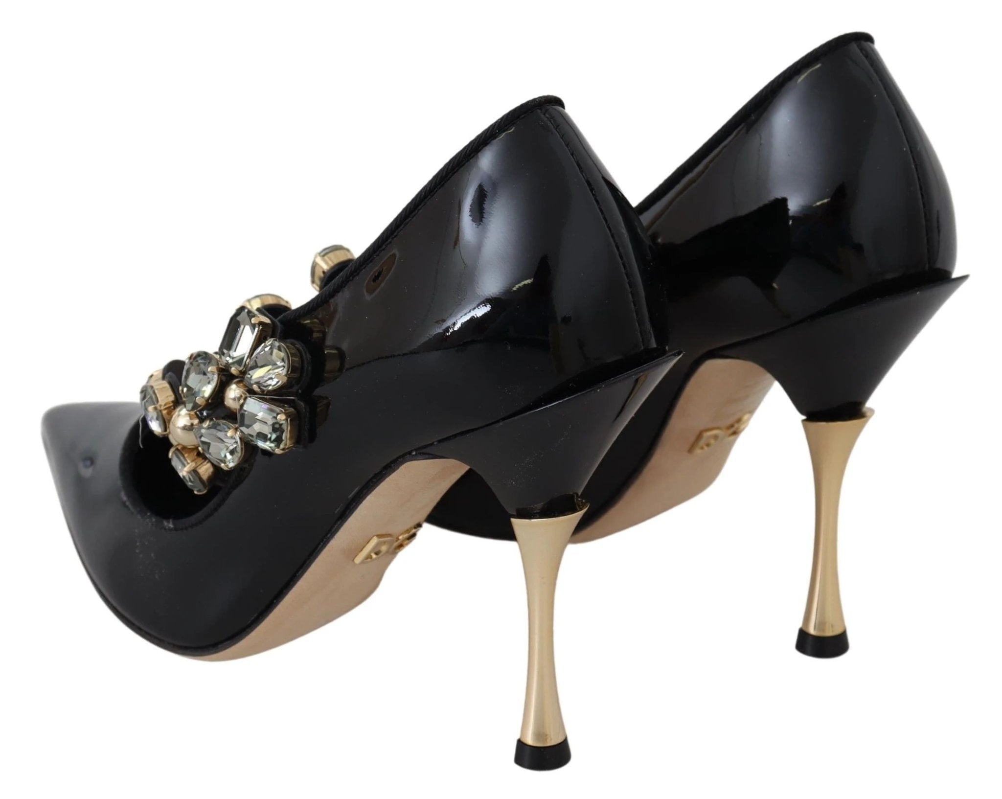 Dolce & Gabbana Black Leather Crystal Shoes Mary Jane Pumps by Dolce & Gabbana