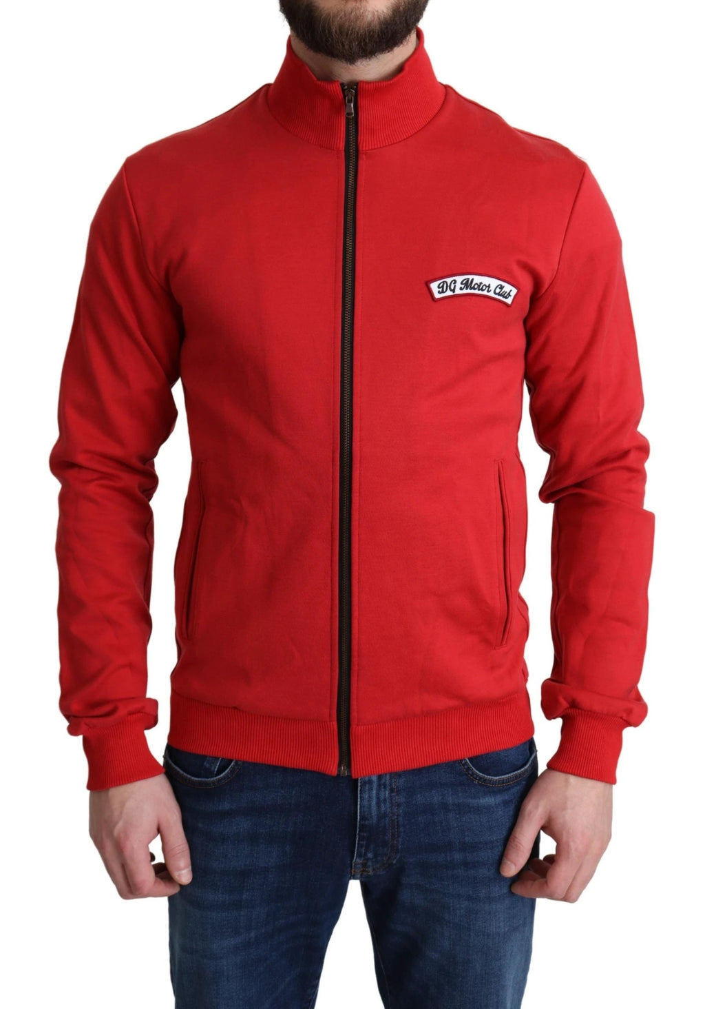 Dolce & Gabbana Red DG Motor Club Zippered Cardigan Sweater by Dolce & Gabbana
