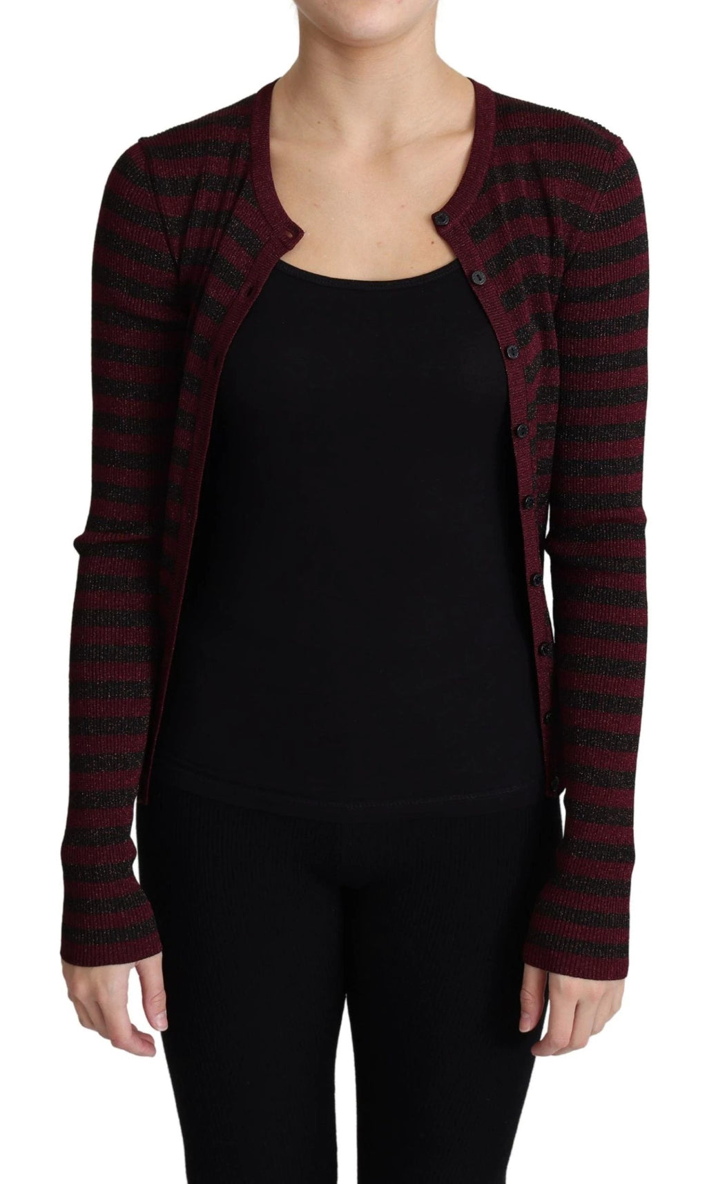 Dolce & Gabbana Black Red Striped Viscose Cardigan Sweater by Dolce & Gabbana