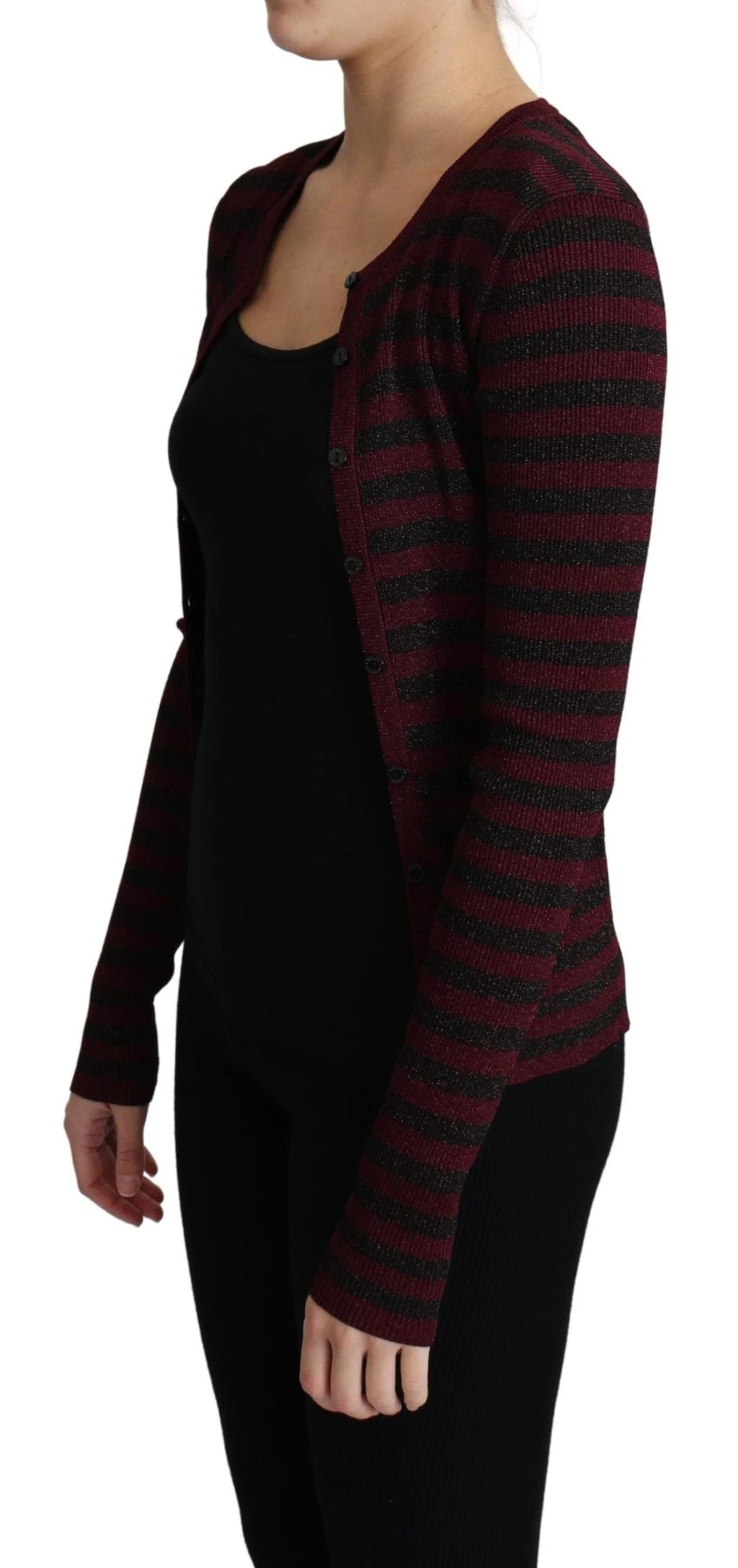 Dolce & Gabbana Black Red Striped Viscose Cardigan Sweater by Dolce & Gabbana