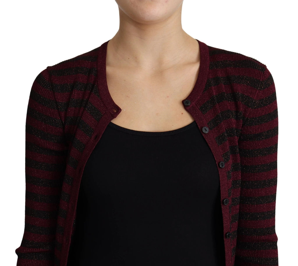 Dolce & Gabbana Black Red Striped Viscose Cardigan Sweater by Dolce & Gabbana