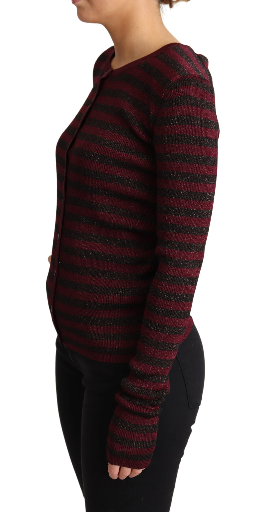 Dolce & Gabbana Black Red Striped Viscose Cardigan Sweater by Dolce & Gabbana
