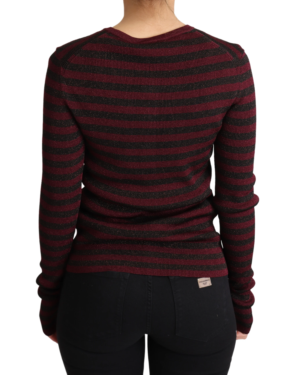 Dolce & Gabbana Black Red Striped Viscose Cardigan Sweater by Dolce & Gabbana