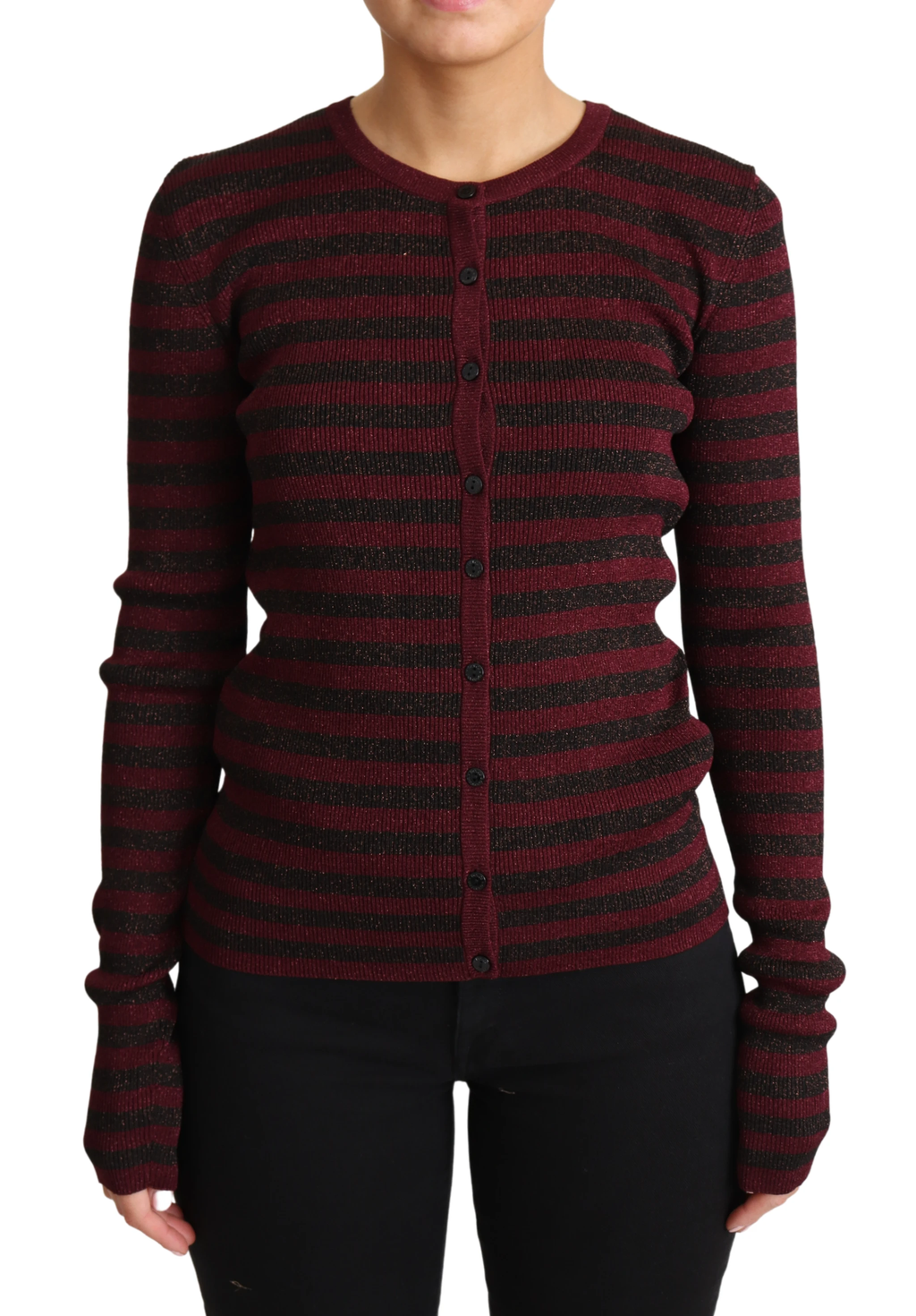 Dolce & Gabbana Black Red Striped Viscose Cardigan Sweater by Dolce & Gabbana