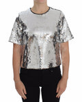 Dolce & Gabbana Silver Sequined Crewneck Blouse T-shirt Top by Dolce & Gabbana