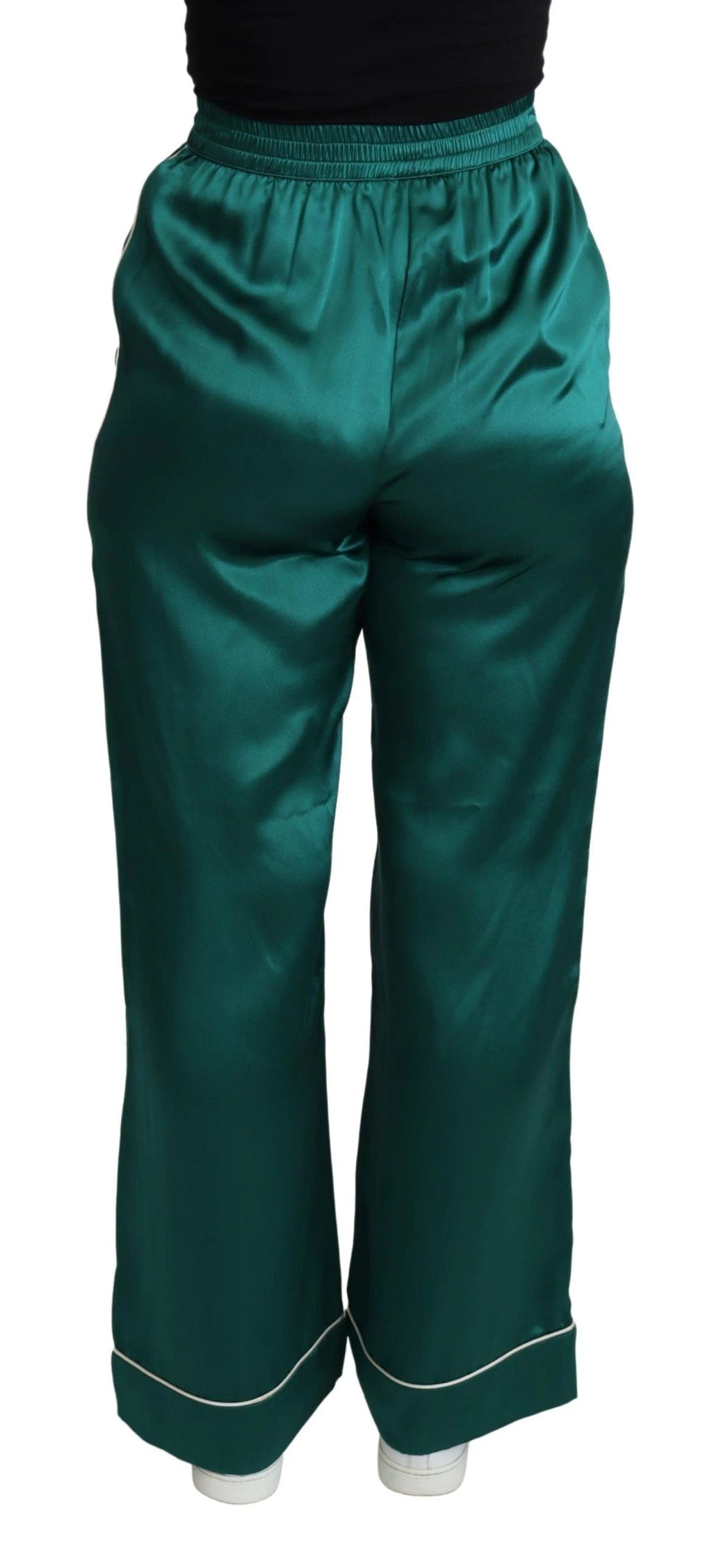 Dolce & Gabbana Green High Waist Pajama Trouser Silk Pant by Dolce & Gabbana