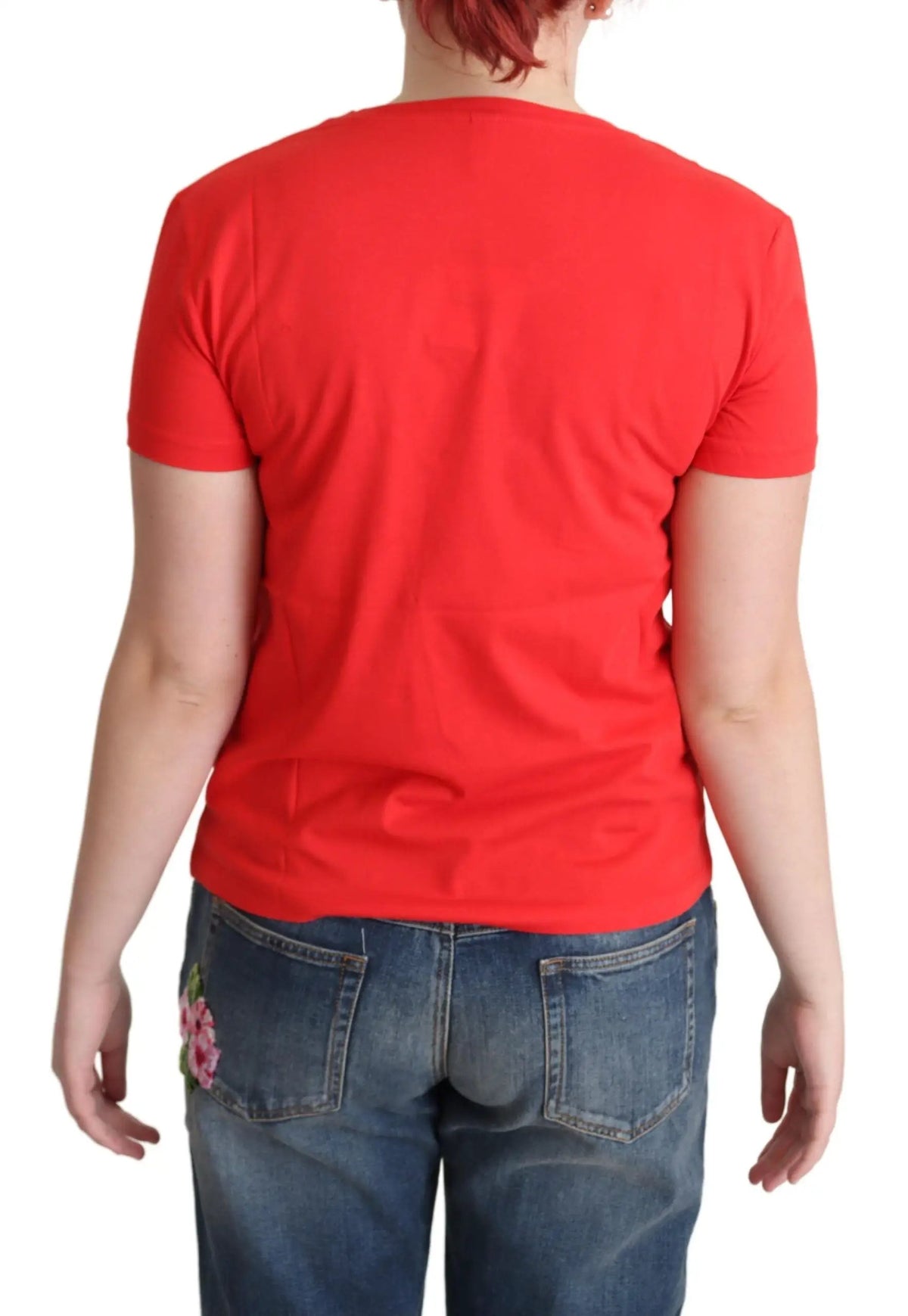 Moschino Haut imprimé en coton rouge à manches courtes