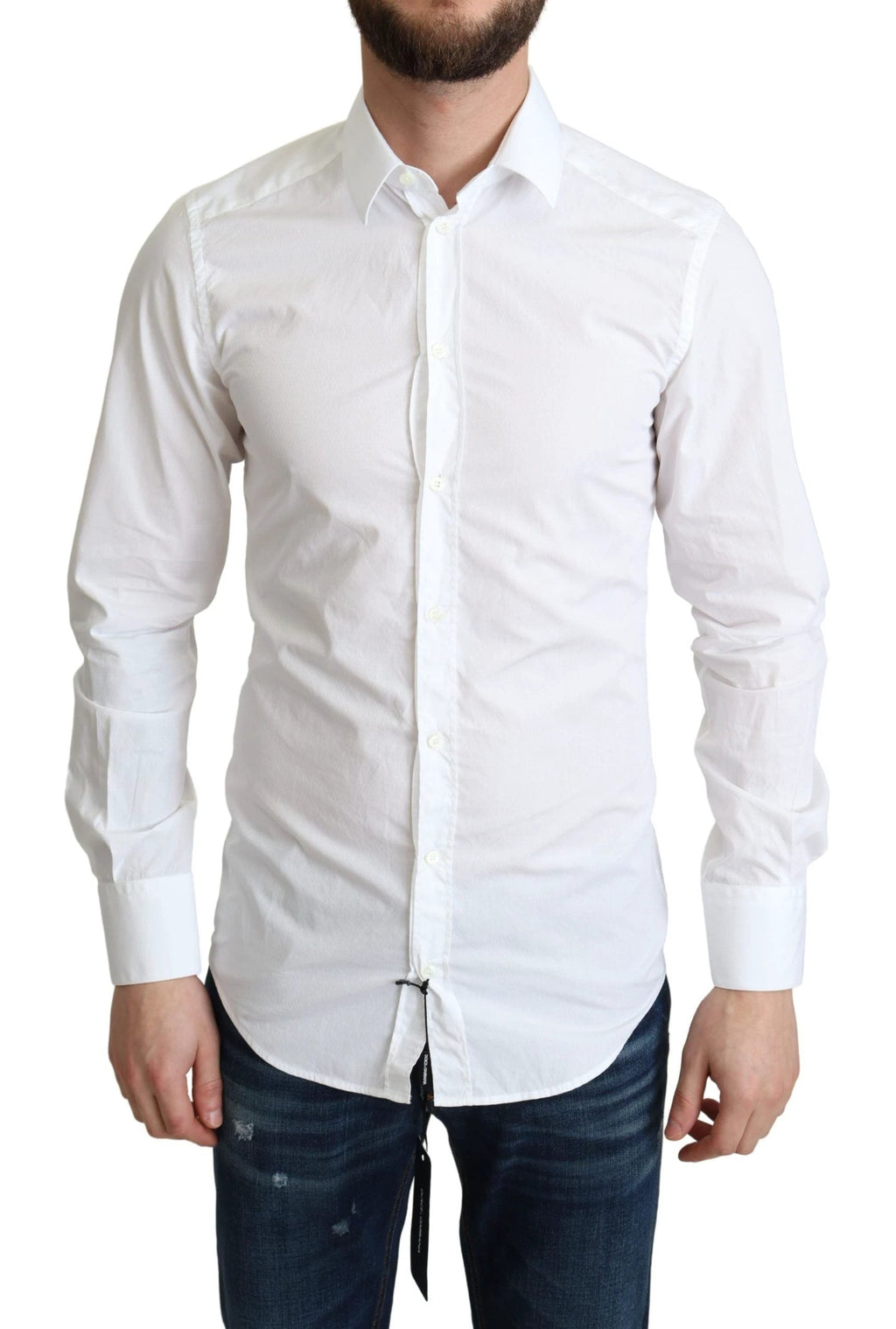 Dolce & Gabbana White Cotton Long Sleeves Men Formal Shirt by Dolce & Gabbana
