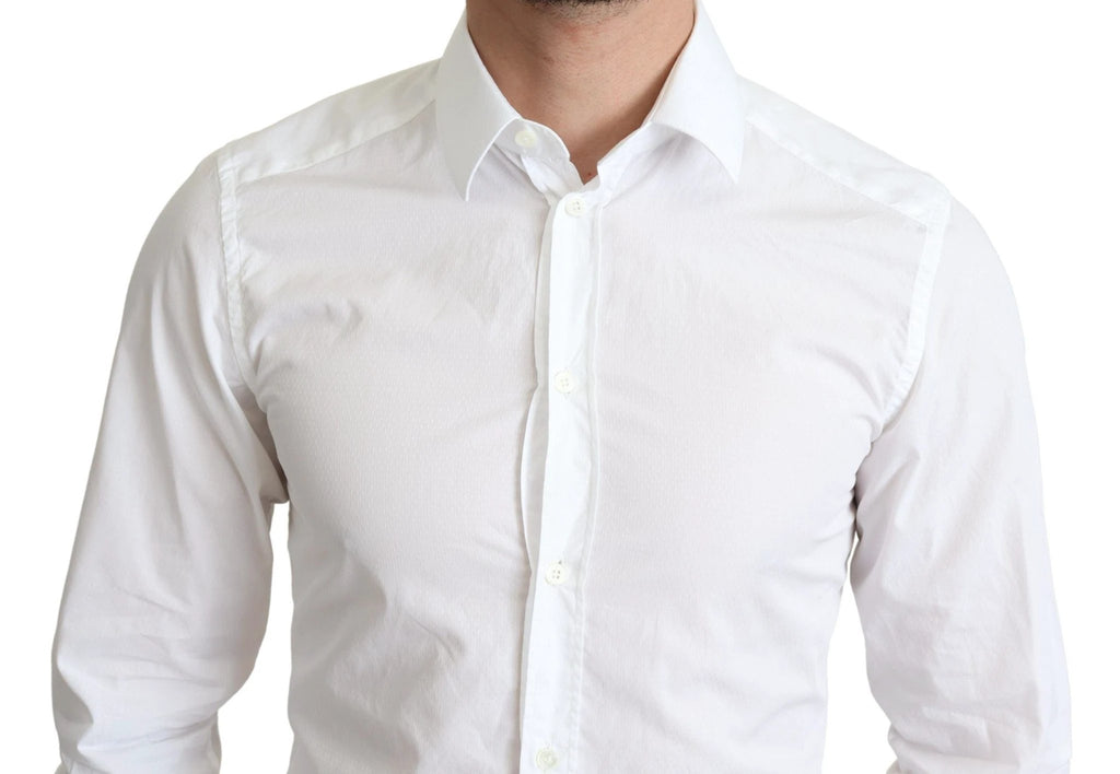 Dolce & Gabbana White Cotton Long Sleeves Men Formal Shirt by Dolce & Gabbana