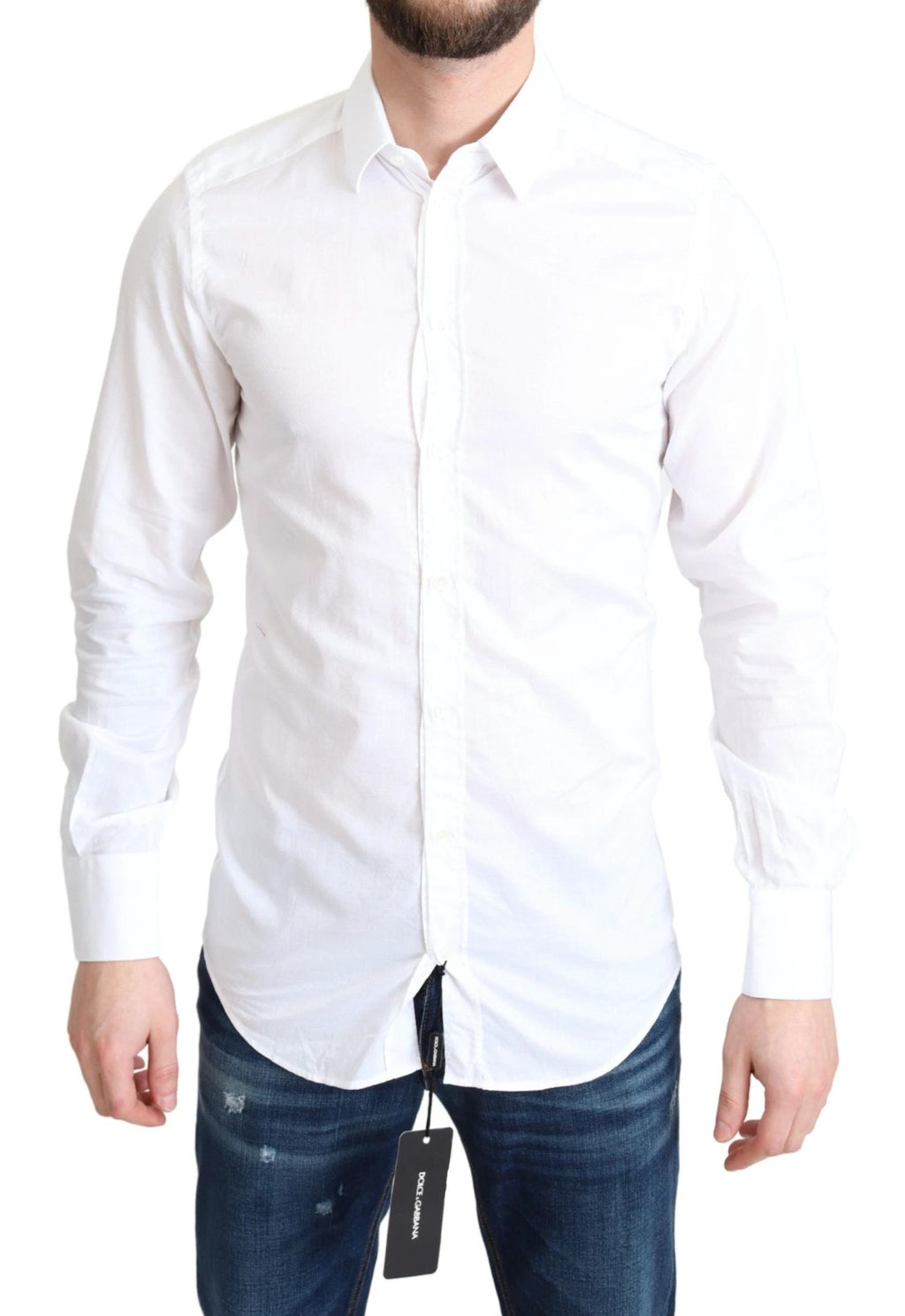 Dolce & Gabbana White Cotton Long Sleeves Formal Shirt by Dolce & Gabbana