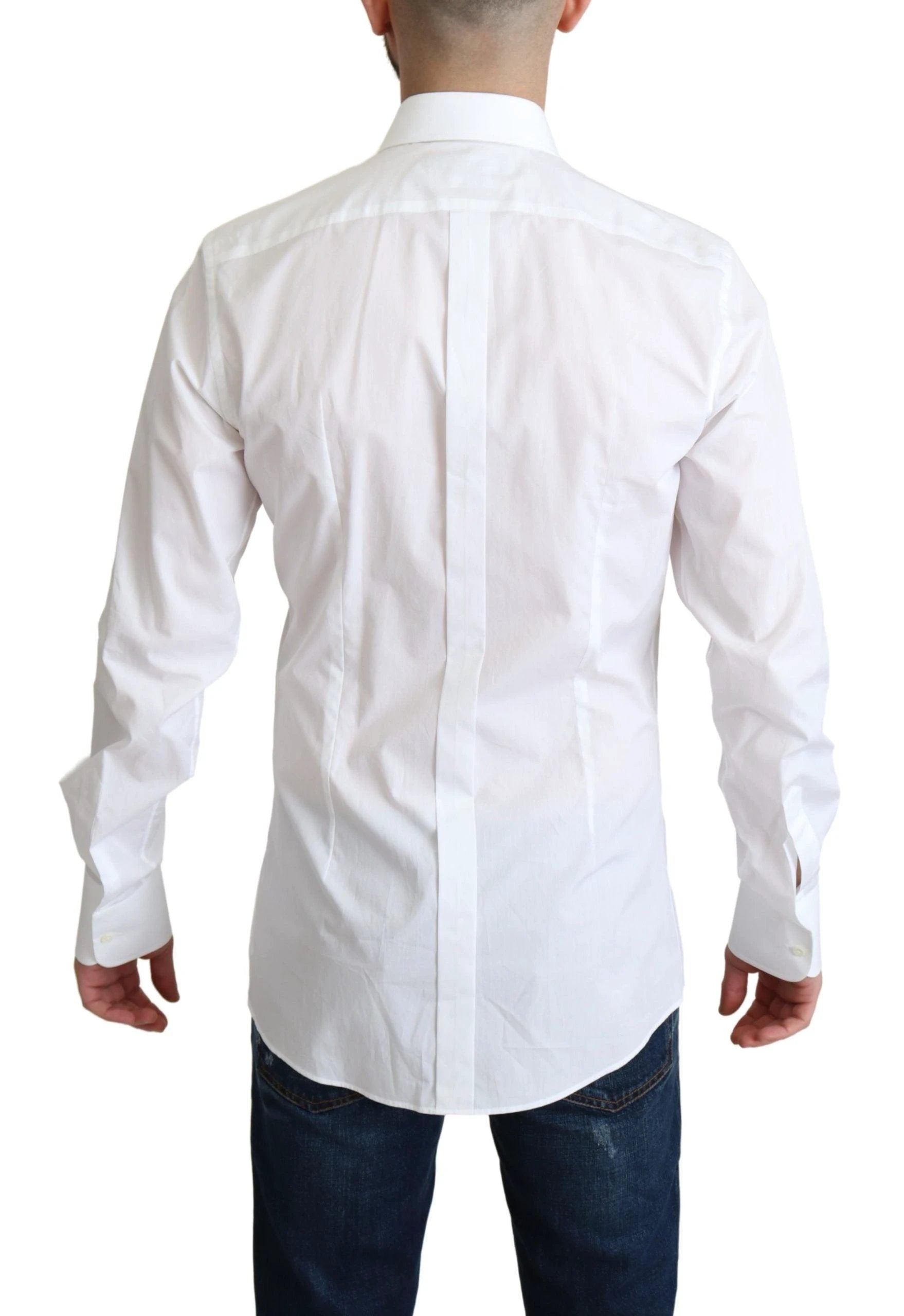 Dolce & Gabbana White Bib Cotton Poplin Men Formal Shirt by Dolce & Gabbana