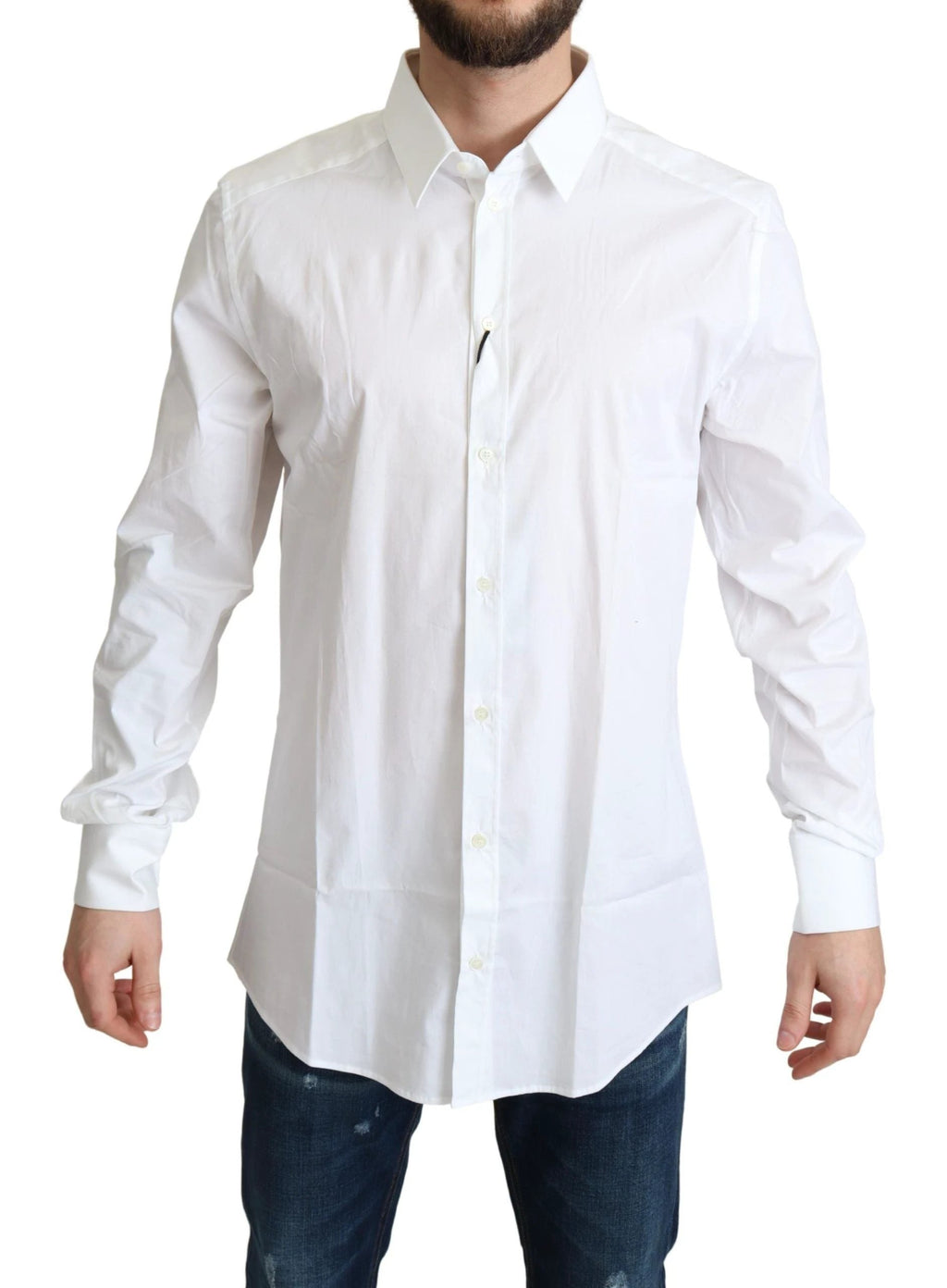Dolce & Gabbana White Cotton Stretch Men Dress Formal Shirt by Dolce & Gabbana