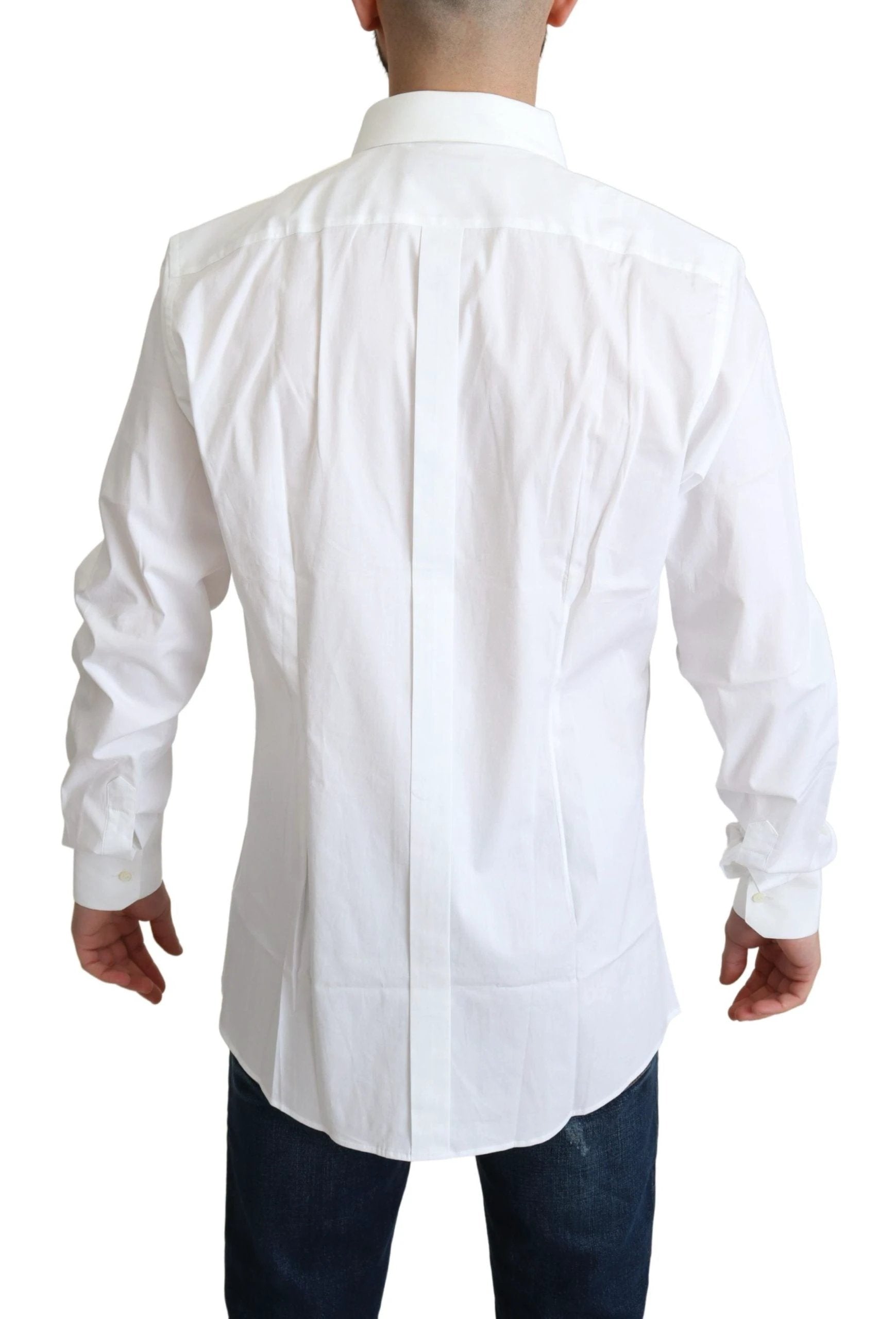 Dolce & Gabbana White Cotton Stretch Men Dress Formal Shirt by Dolce & Gabbana