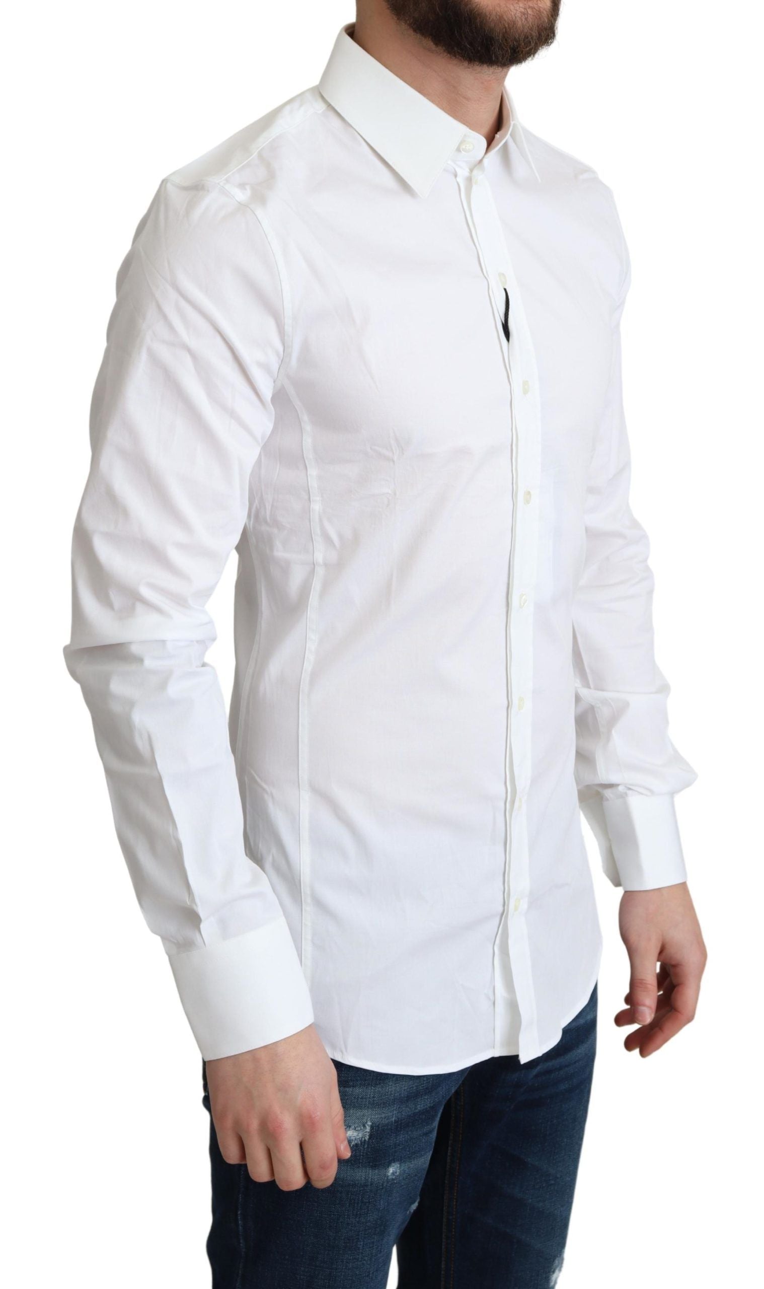 Dolce & Gabbana White Cotton Stretch Men Formal SICILIA Shirt by Dolce & Gabbana