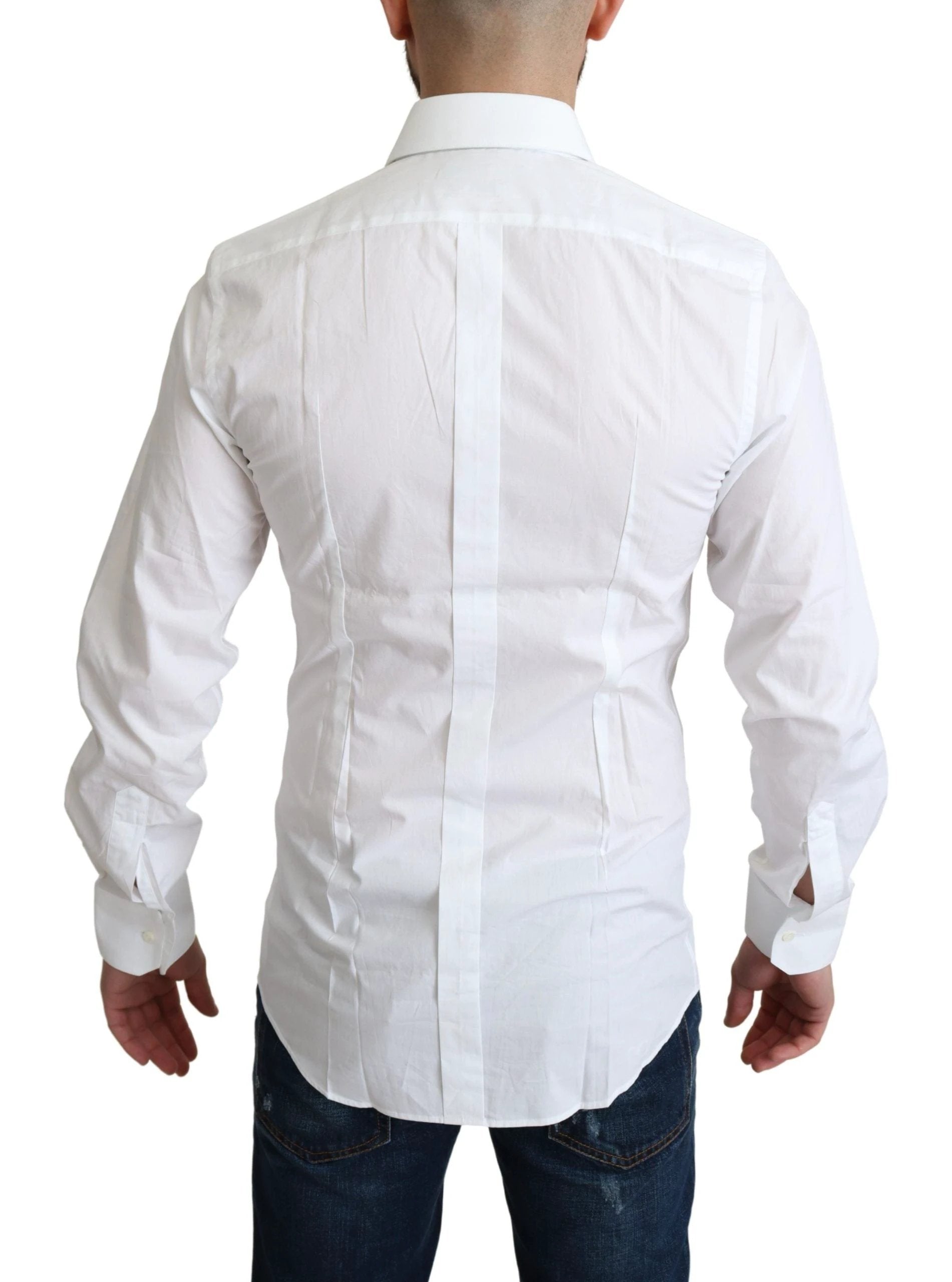 Dolce & Gabbana White Pure Cotton Men Dress Formal Shirt by Dolce & Gabbana