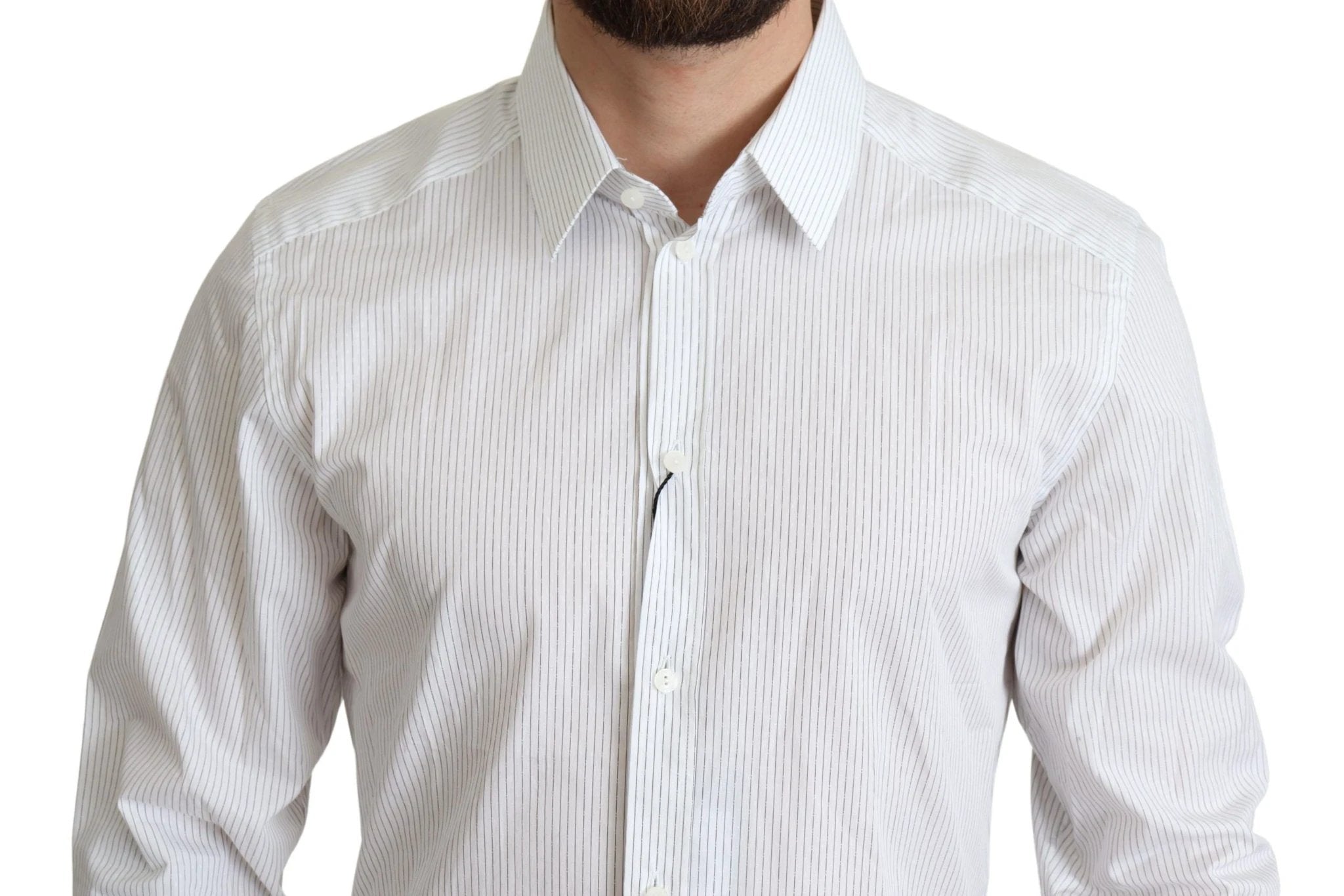 Dolce & Gabbana White Stripes Cotton Formal Dress Shirt by Dolce & Gabbana
