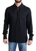 Dolce & Gabbana Black Jacquard Silk Casual Button Down Shirt by Dolce & Gabbana
