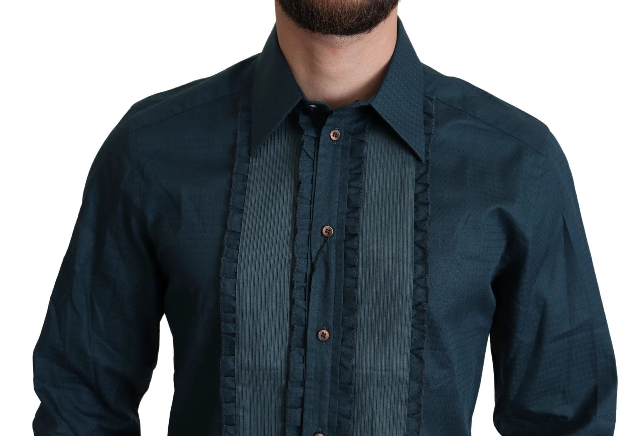 Dolce & Gabbana Blue Placket Cotton Dress Formal Shirt by Dolce & Gabbana