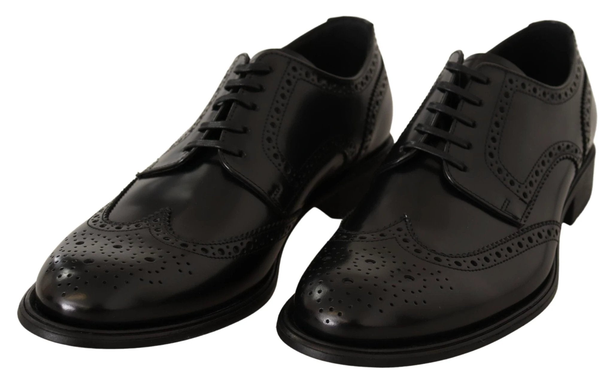 Dolce & Gabbana Black Leather Oxford Wingtip Formal Shoes by Dolce & Gabbana