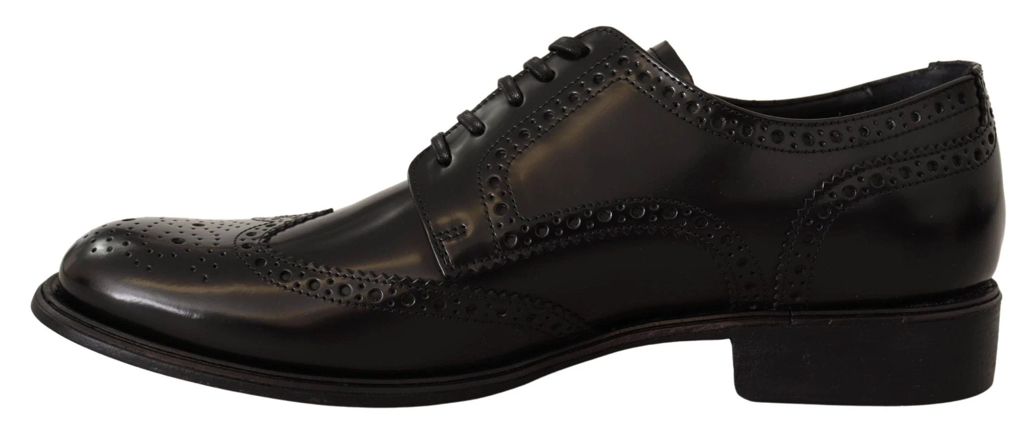 Dolce & Gabbana Black Leather Oxford Wingtip Formal Shoes by Dolce & Gabbana