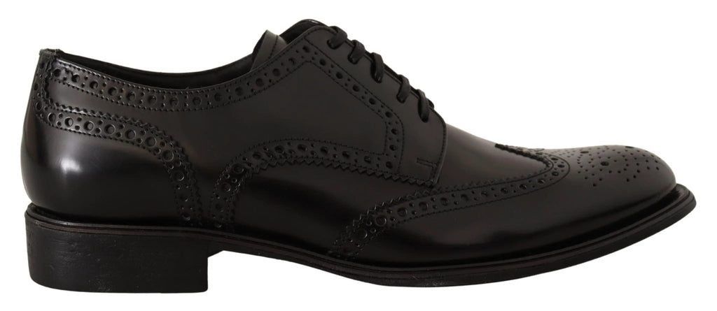 Dolce & Gabbana Black Leather Oxford Wingtip Formal Shoes by Dolce & Gabbana