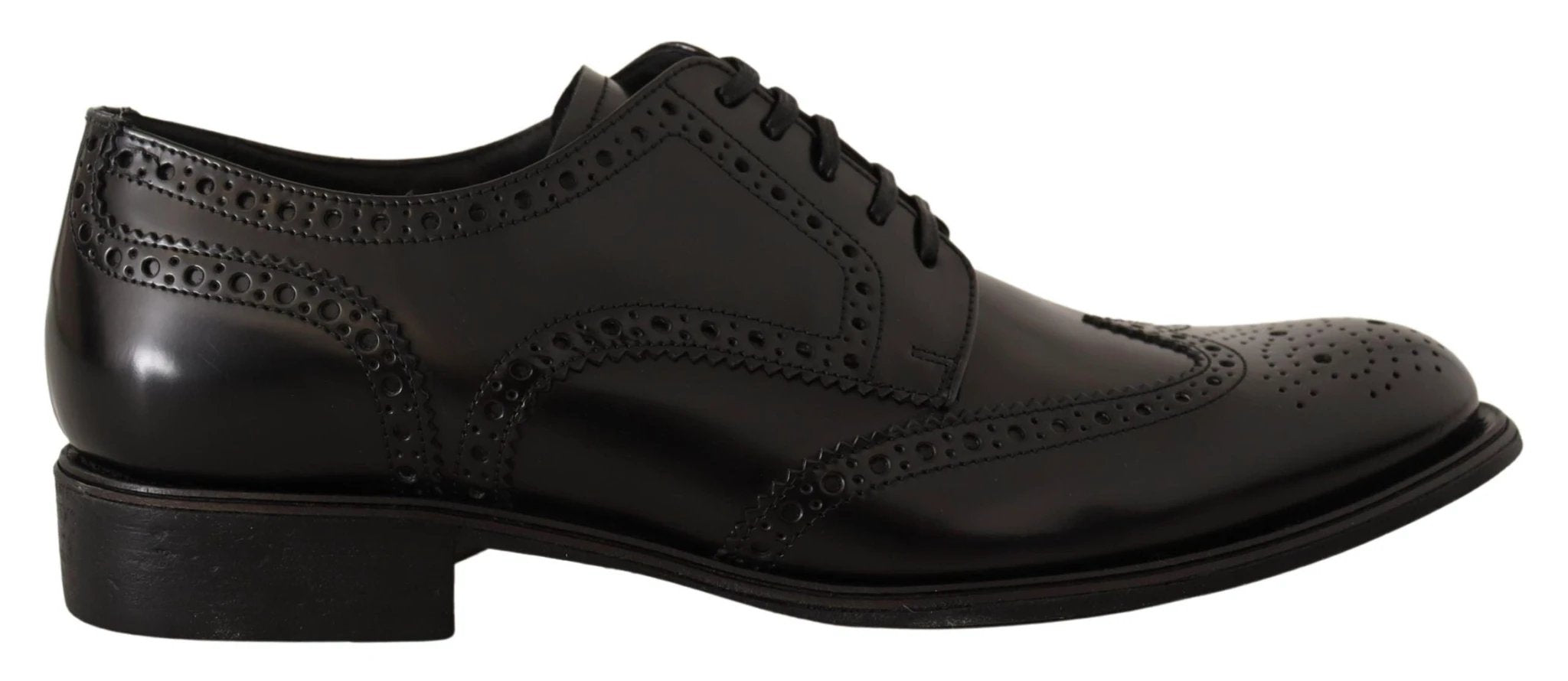 Dolce & Gabbana Black Leather Oxford Wingtip Formal Shoes by Dolce & Gabbana