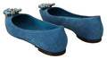 Mocassins plats en daim bleu ornés de cristaux Dolce &amp; Gabbana