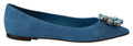 Dolce & Gabbana Blue Suede Crystals Loafers Flats Shoes by Dolce & Gabbana