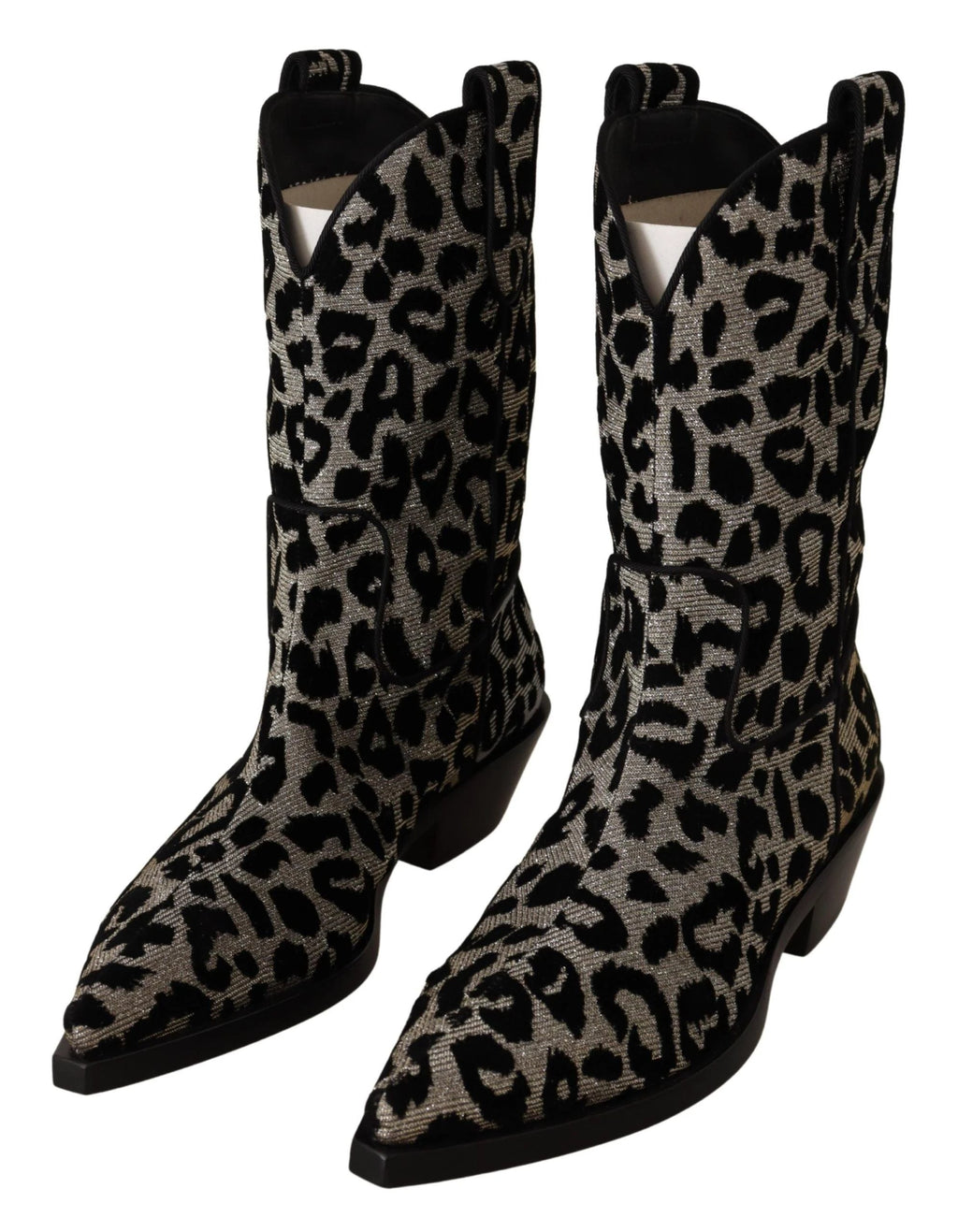 Dolce & Gabbana Gray Black Leopard Cowboy Boots Shoes by Dolce & Gabbana