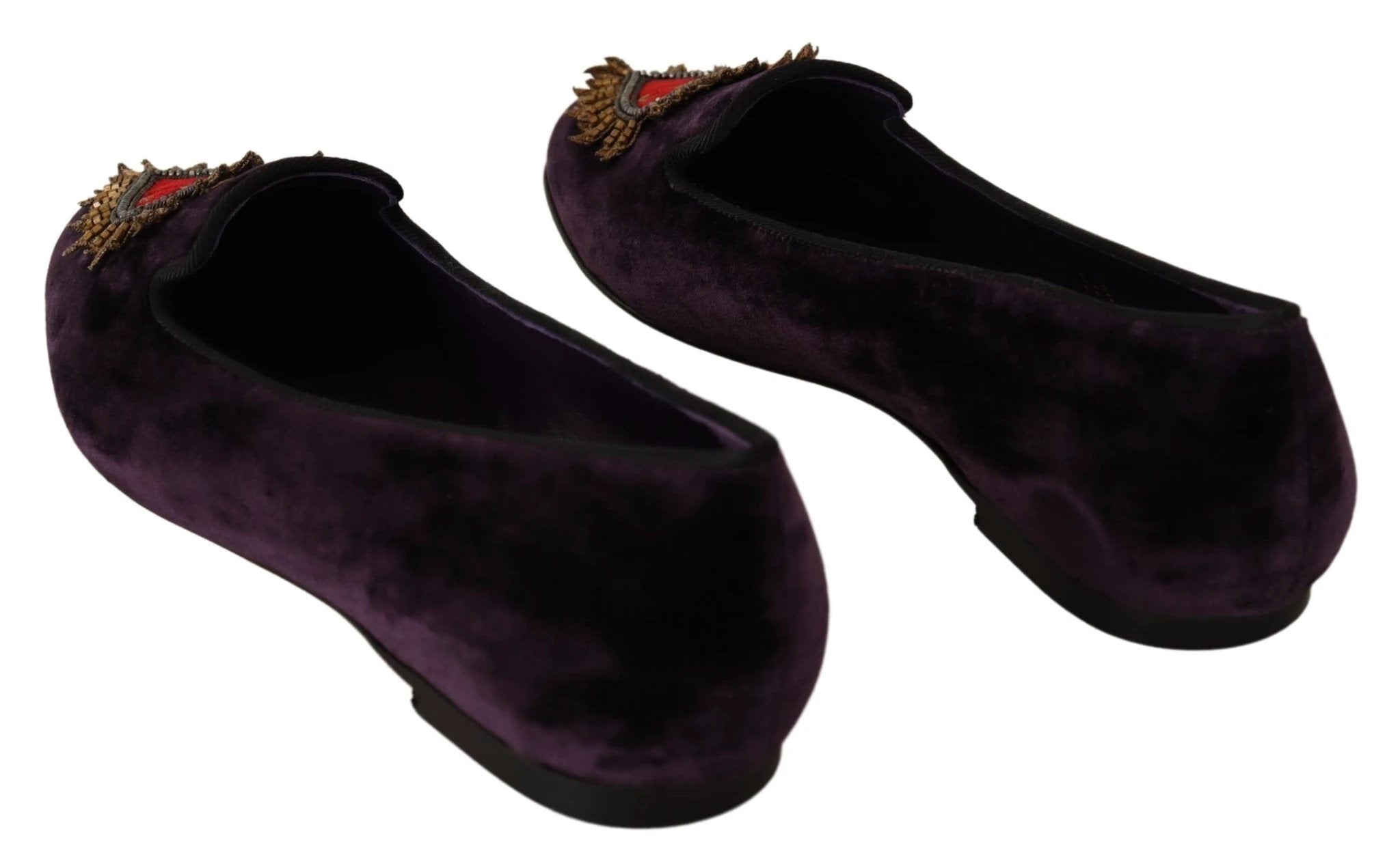 Dolce & Gabbana Purple Velvet DG Heart Loafers Flats Shoes by Dolce & Gabbana