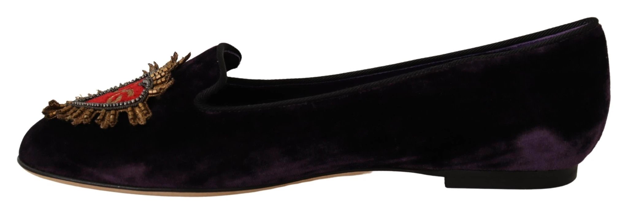 Dolce & Gabbana Purple Velvet DG Heart Loafers Flats Shoes by Dolce & Gabbana