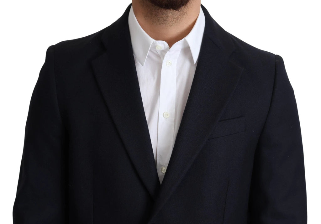 Dolce & Gabbana Dark Blue Wool Single Breasted Coat Jacket by Dolce & Gabbana