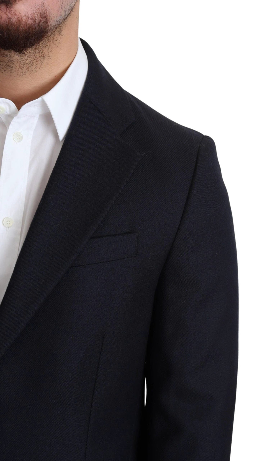 Dolce & Gabbana Dark Blue Wool Single Breasted Coat Jacket by Dolce & Gabbana