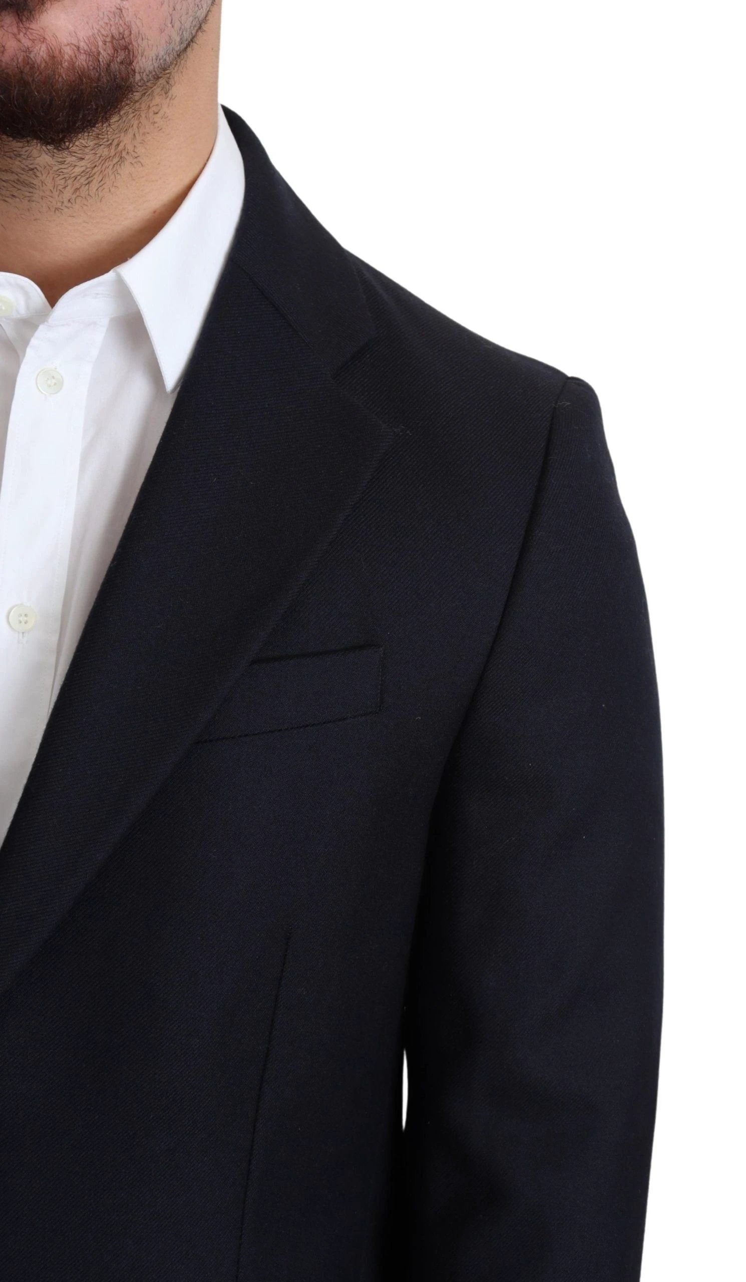 Dolce & Gabbana Dark Blue Wool Single Breasted Coat Jacket by Dolce & Gabbana