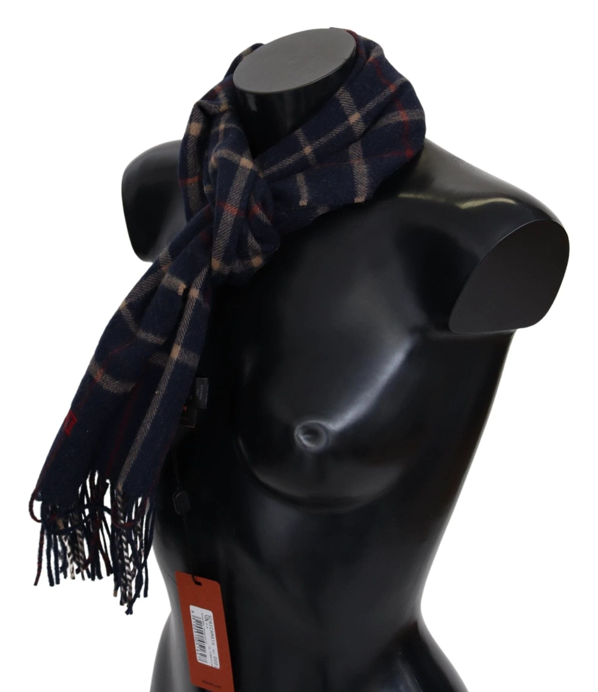 Missoni Black Checkered Unisex Neck Wrap Fringes Scarf by Missoni