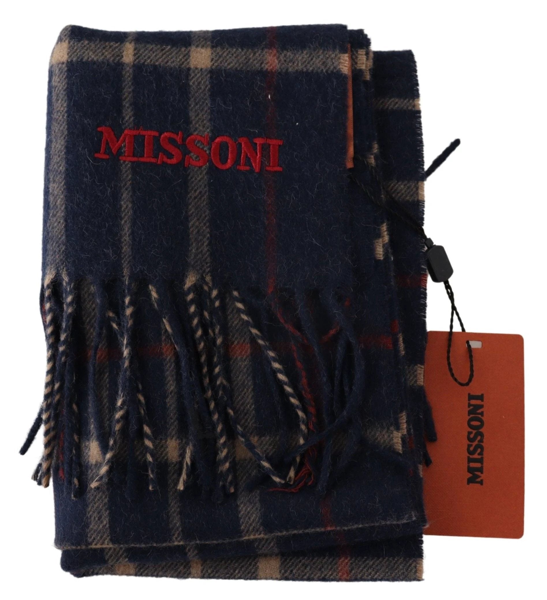 Missoni Black Checkered Unisex Neck Wrap Fringes Scarf by Missoni
