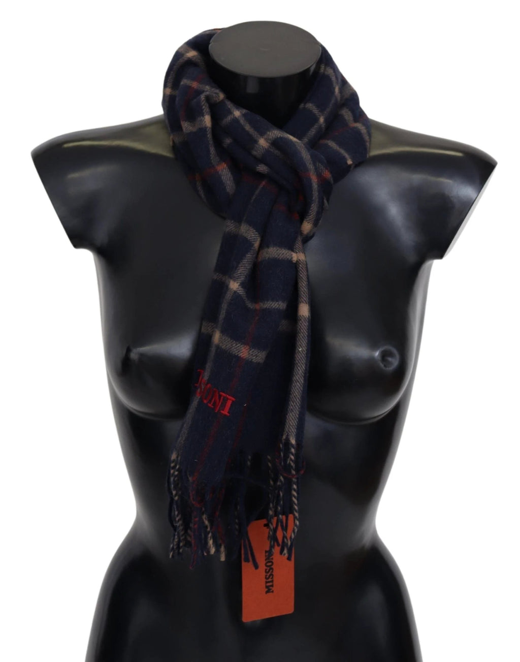Missoni Black Checkered Unisex Neck Wrap Fringes Scarf by Missoni