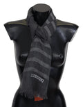 Missoni Gray Striped Wool Unisex Neck Wrap Fringes Scarf by Missoni