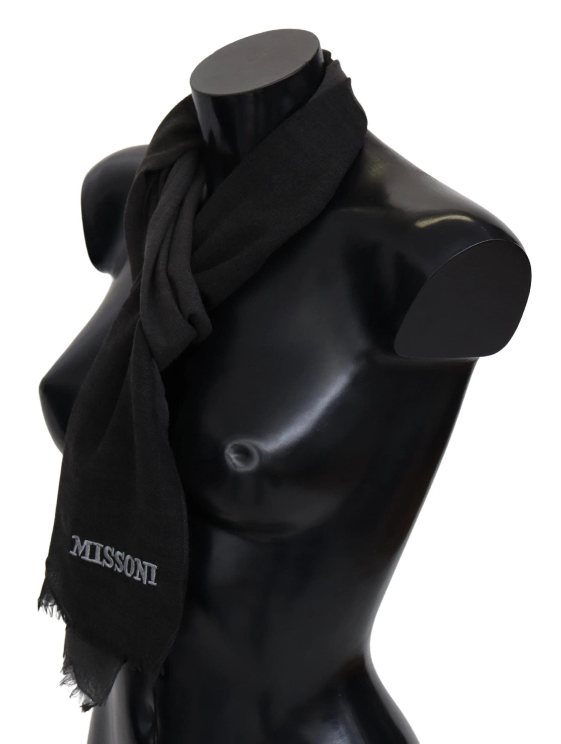 Missoni Black 100% Wool Unisex Neck Wrap Scarf by Missoni