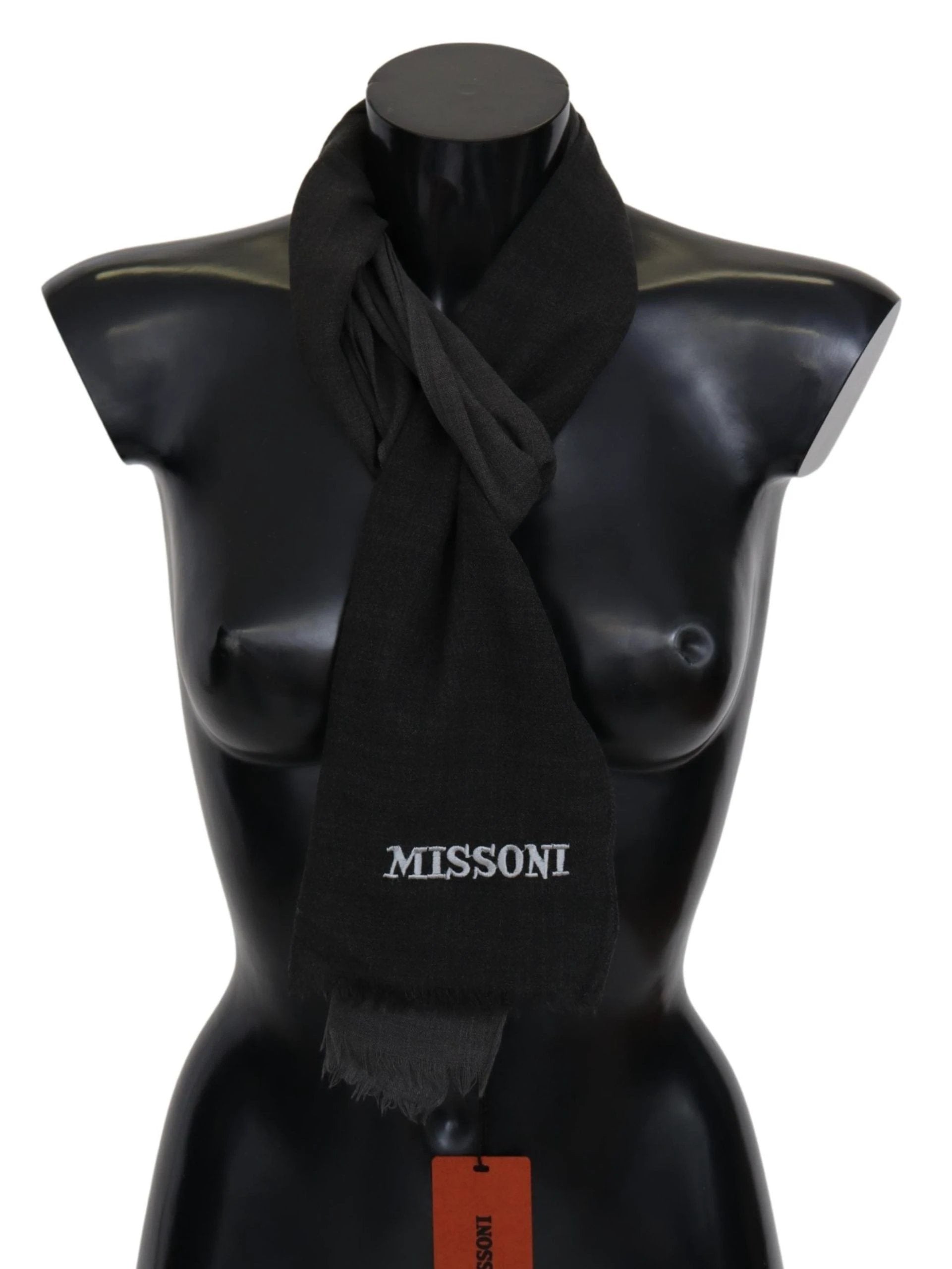 Missoni Black 100% Wool Unisex Neck Wrap Scarf by Missoni