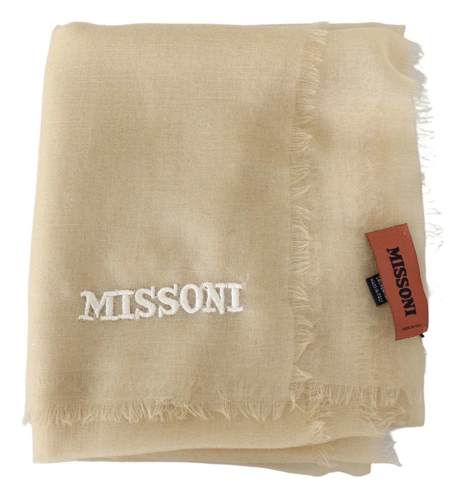 Missoni Beige Cashmere Unisex Neck Scarf by Missoni