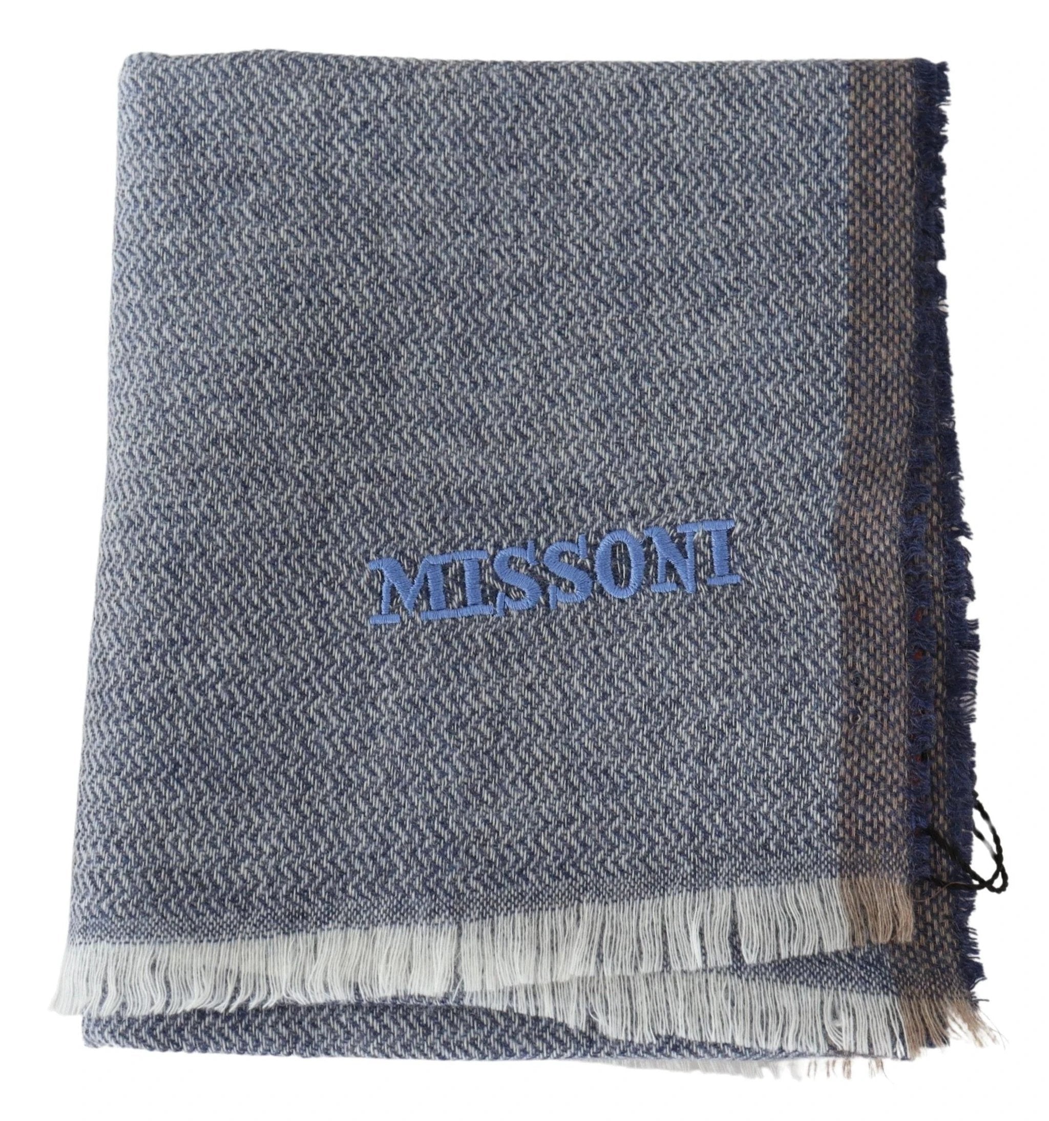 Missoni Gray Striped Wool Unisex Neck Wrap Fringes Scarf by Missoni