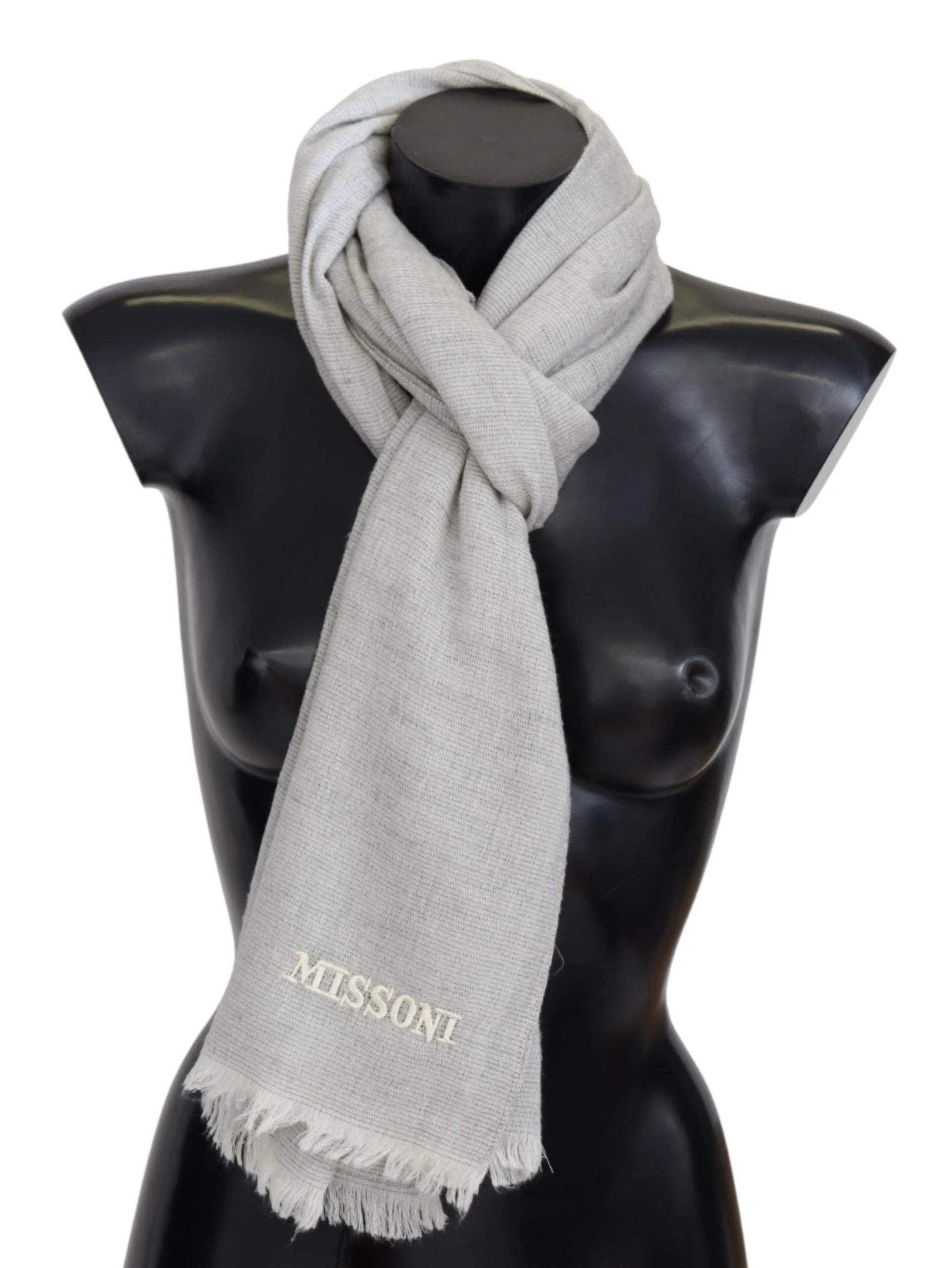 Missoni Gray Wool Knit Unisex Neck Wrap Scarf by Missoni