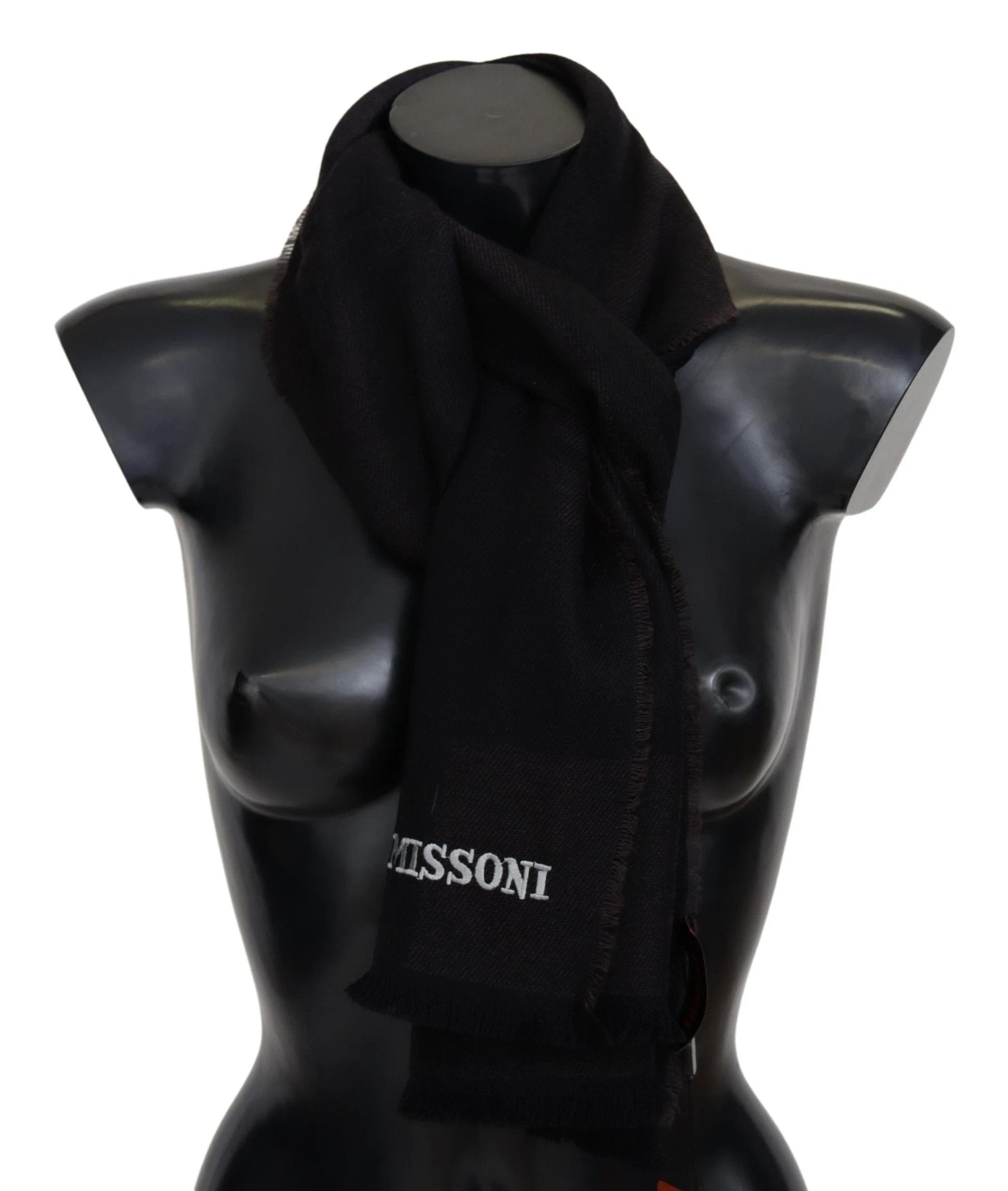 Missoni Black 100% Wool Unisex Neck Wrap Scarf by Missoni