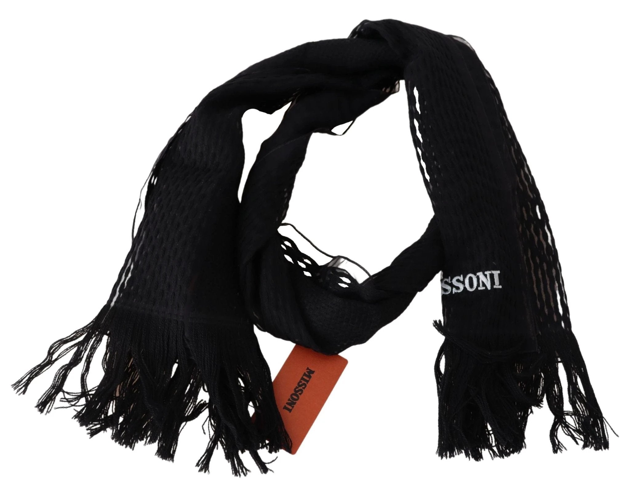 Missoni Black Wool Unisex Neck Warmer Wrap Scarf by Missoni