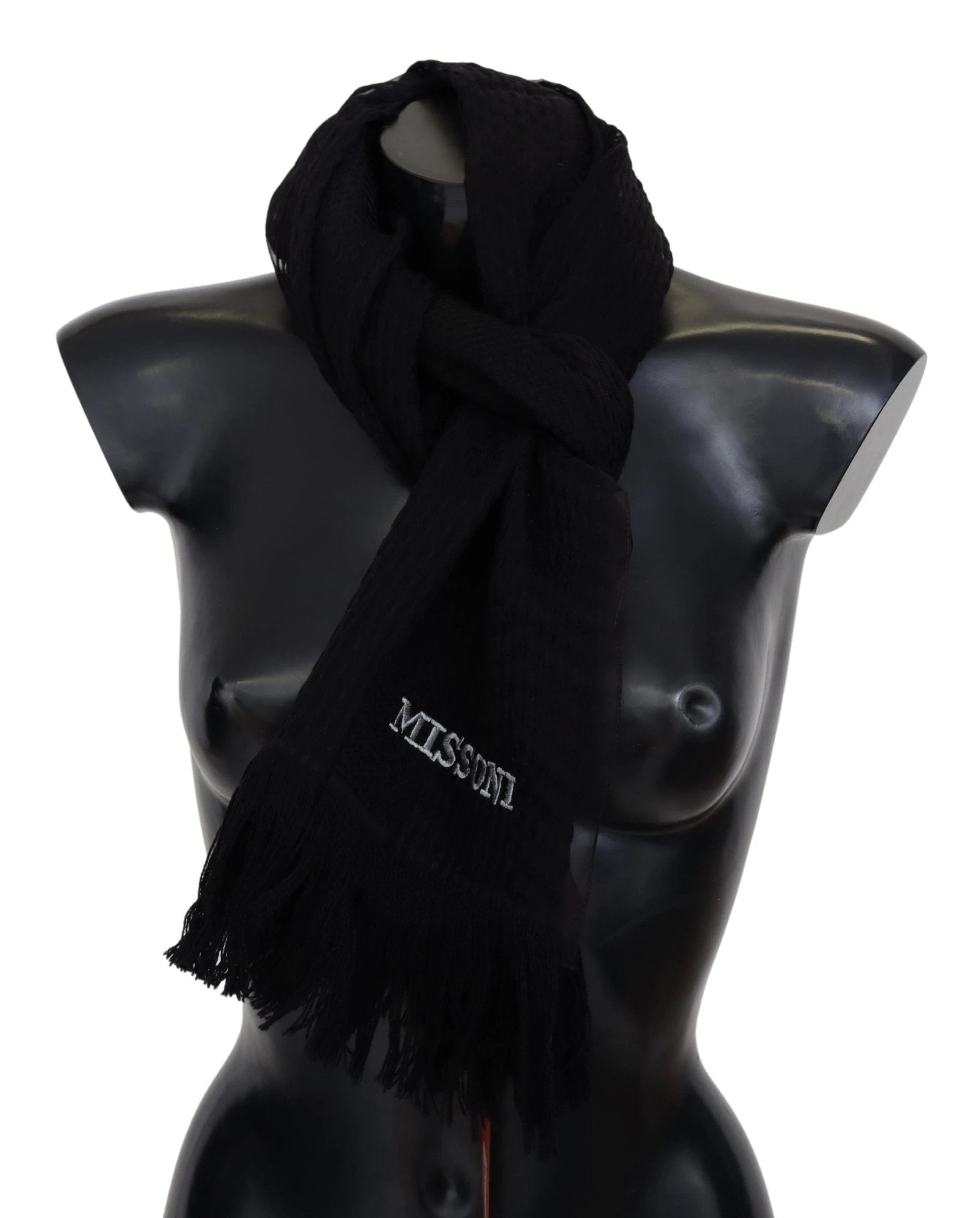 Missoni Black Wool Unisex Neck Warmer Wrap Scarf by Missoni